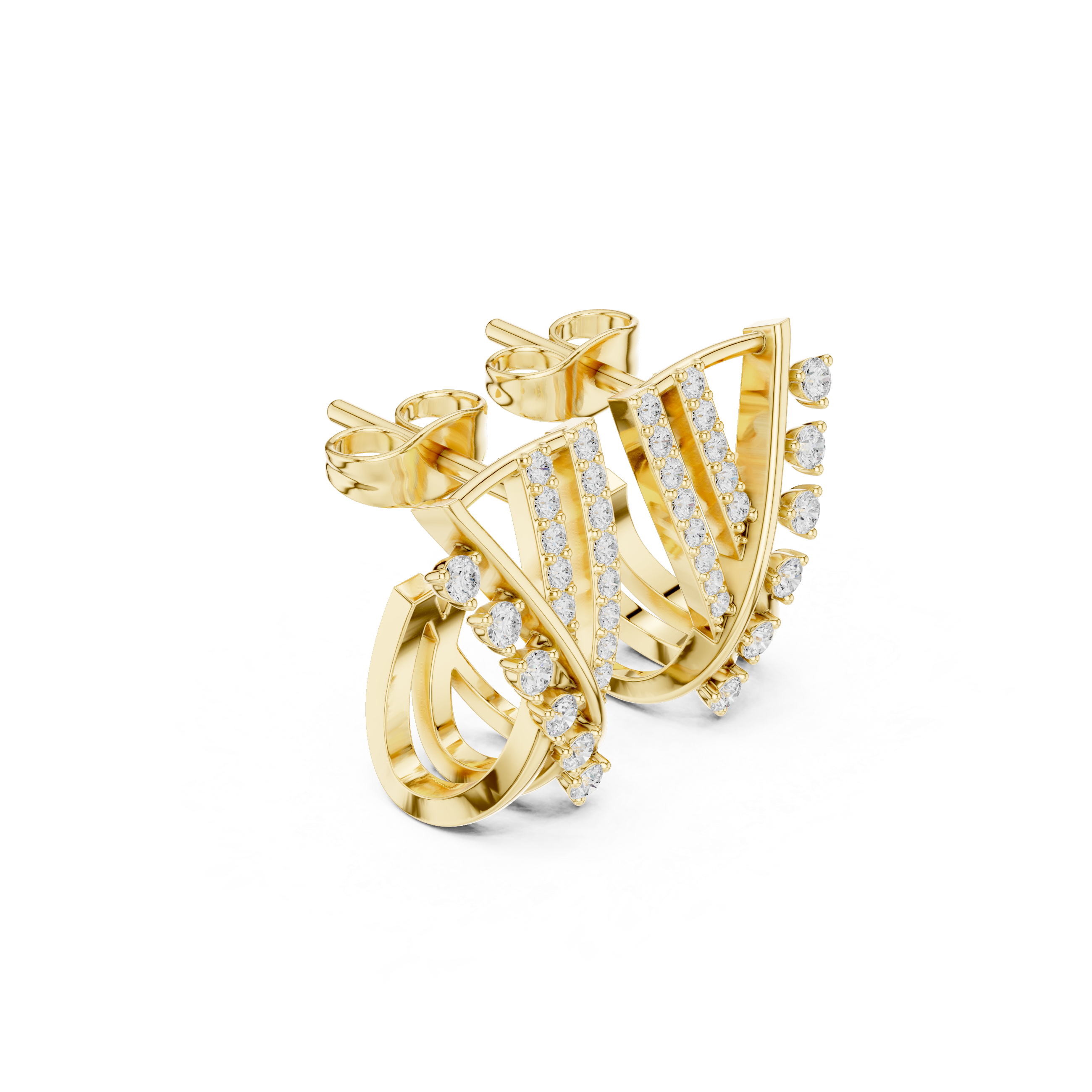 Muur Atelier Solid Gold Diamond Crisscross Huggie Studs