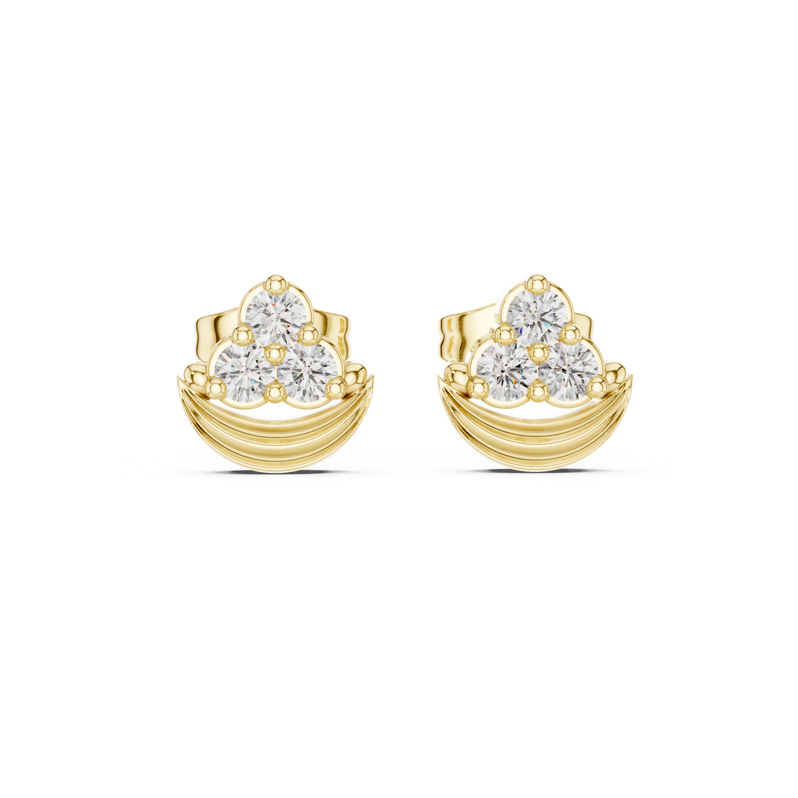 Muur Atelier Solid Gold Crescent Diamond Cluster Studs