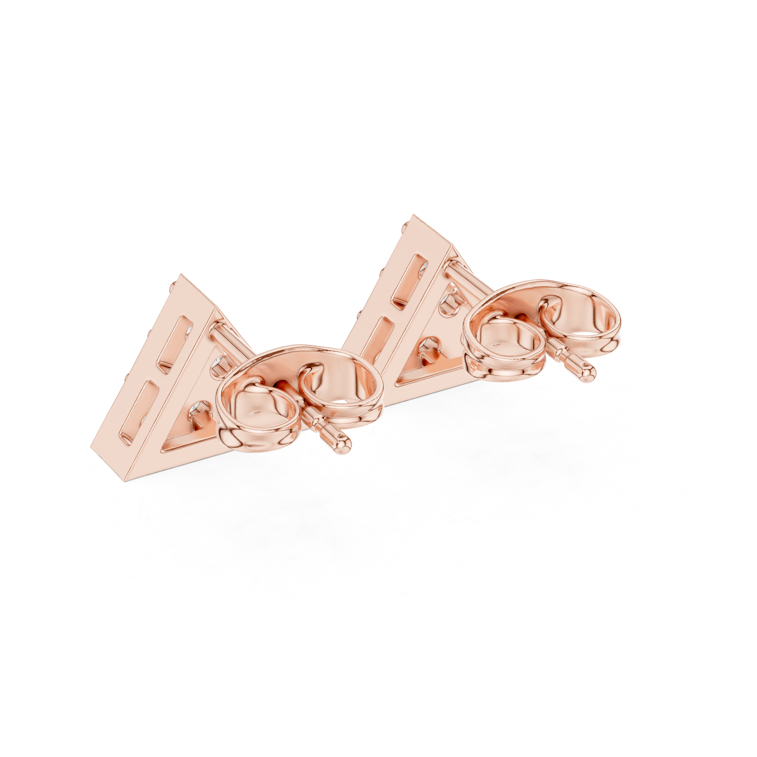 Muur Atelier Solid Gold  Geometric Pavé Triangle Studs