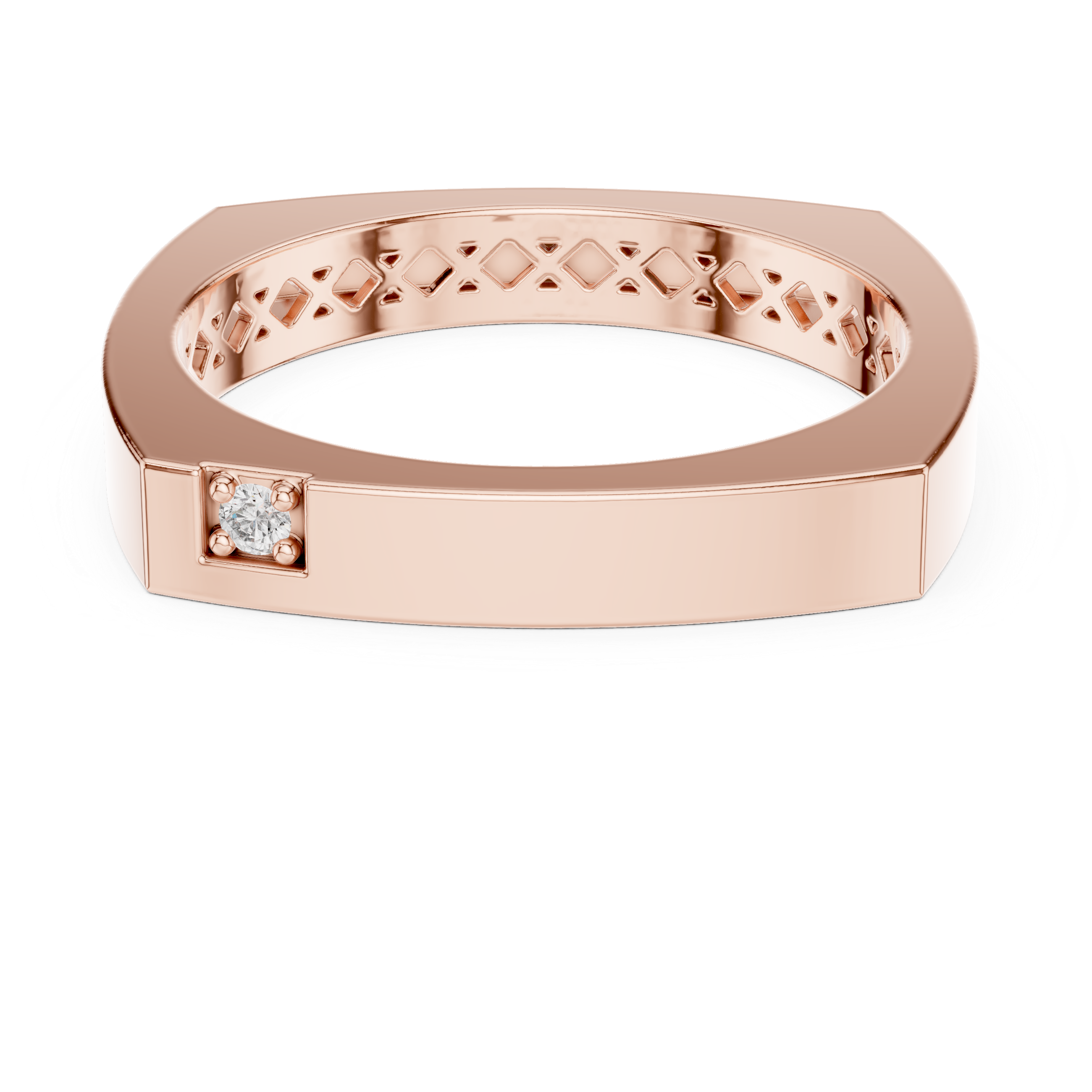 Muur Atelier Solid Gold Soft Square Band with Diamond Accent