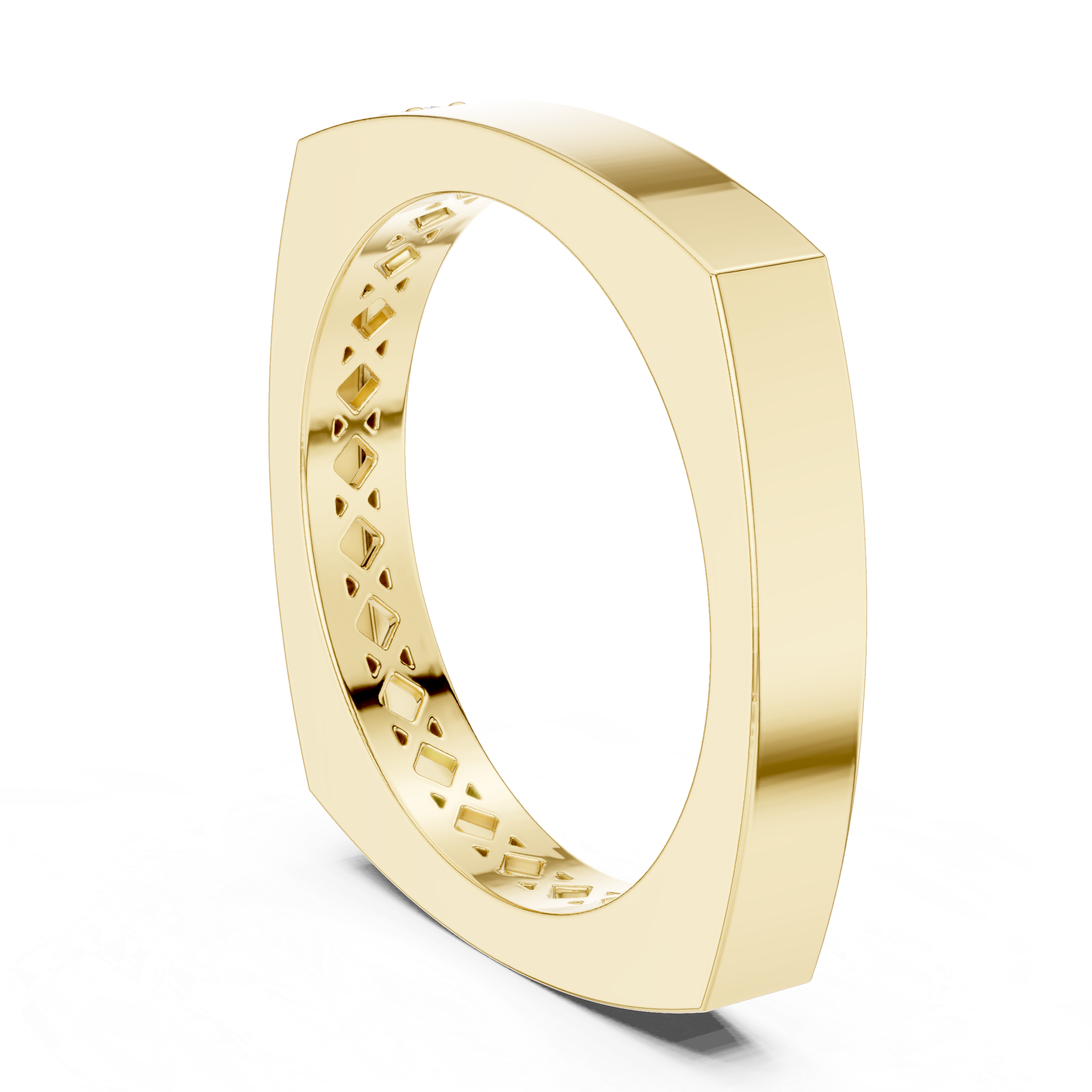 Muur Atelier Solid Gold Soft Square Band with Diamond Accent