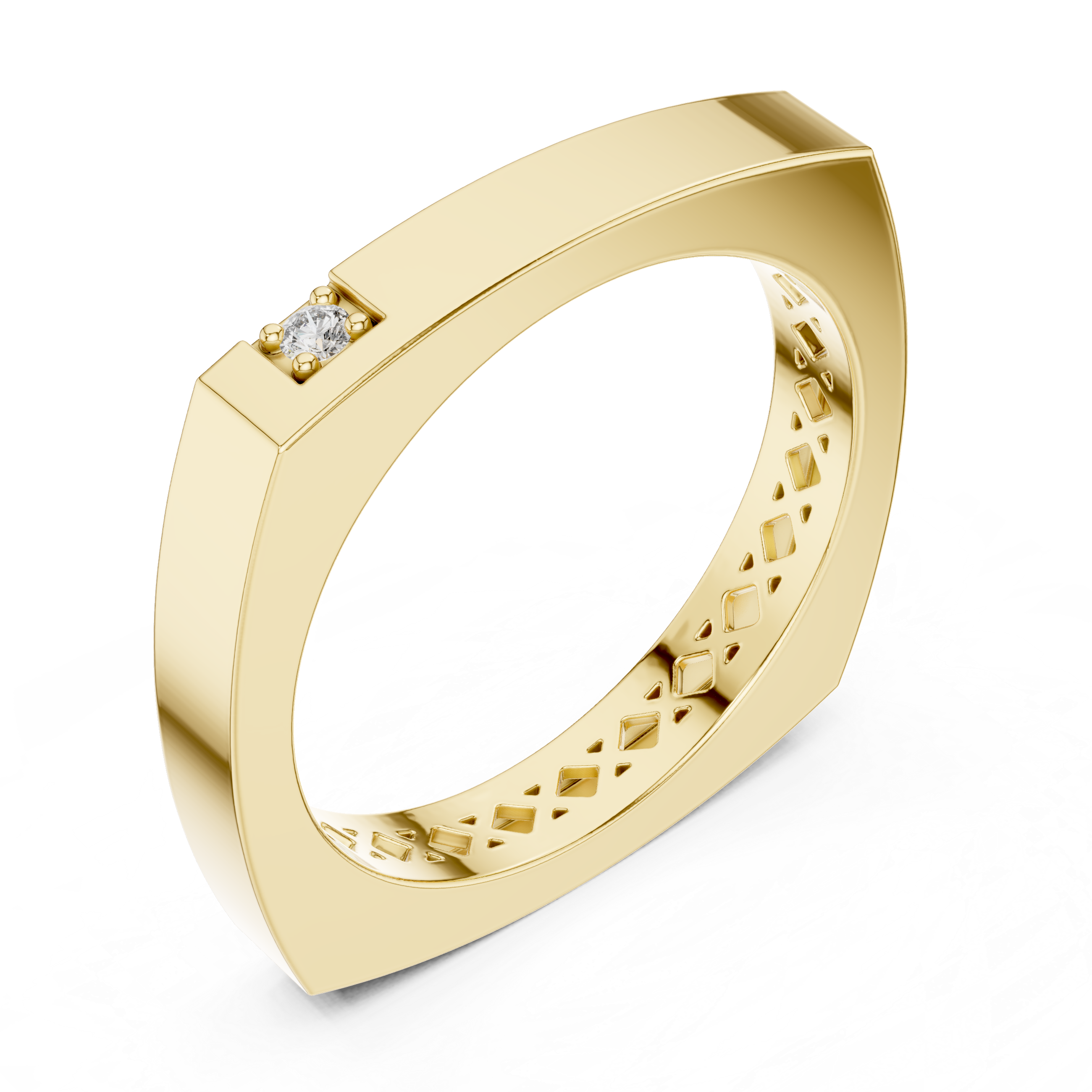 Muur Atelier Solid Gold Soft Square Band with Diamond Accent