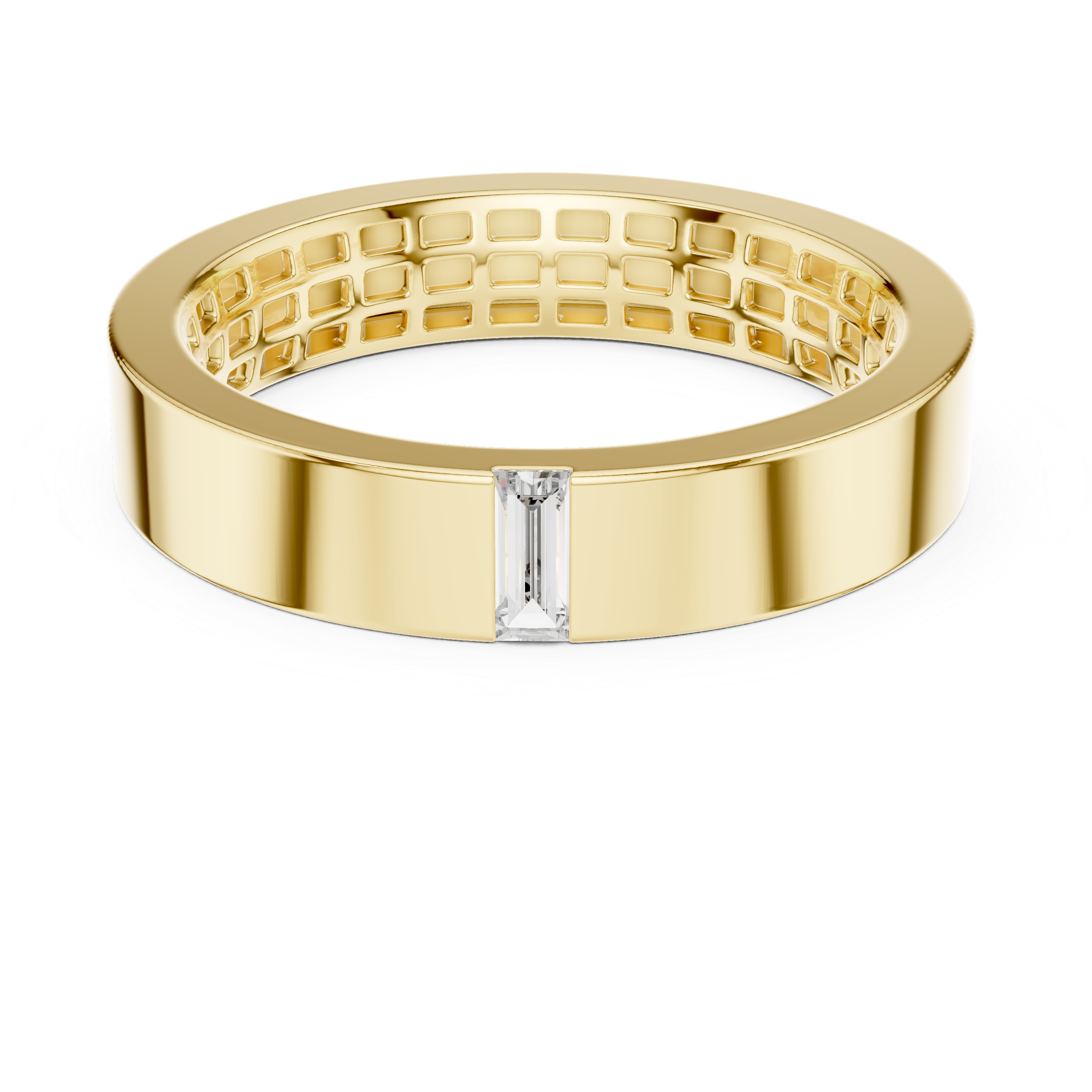 Muur Atelier Solid Gold Flat Band with Flush Set Baguette Diamond