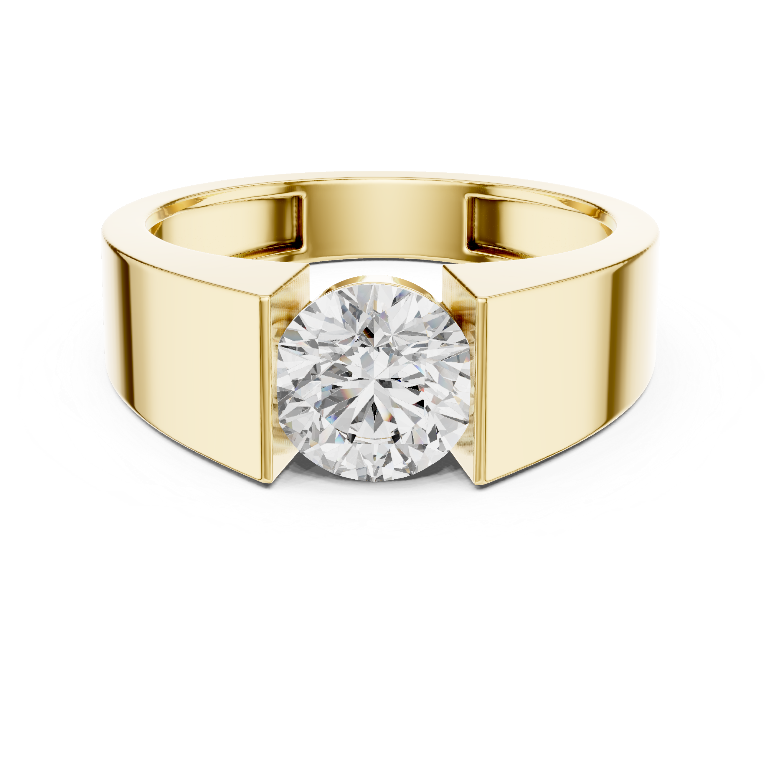 Muur Atelier Solid Gold Architectural Tension-Style Diamond Solitaire Ring