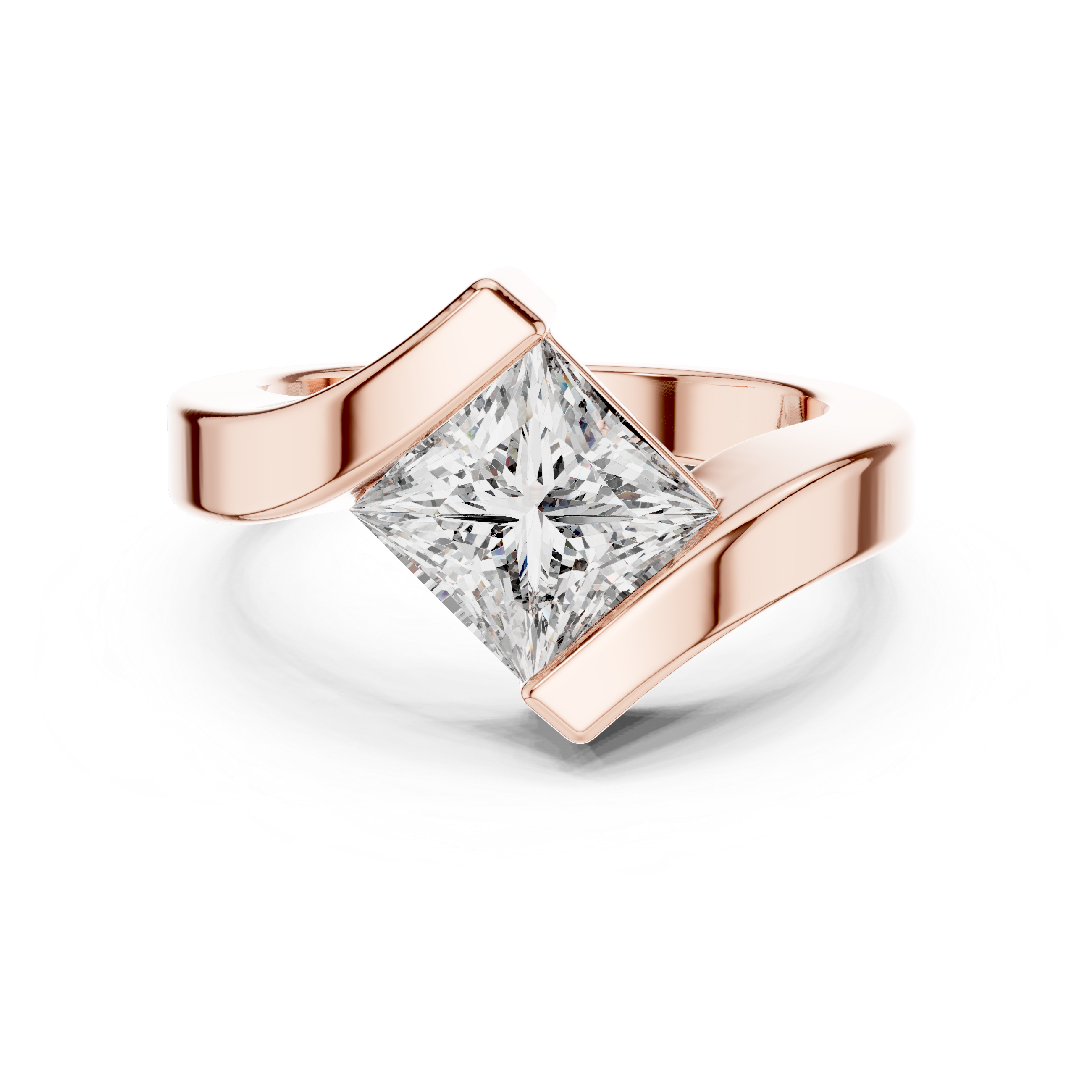Muur Atelier Solid Gold Modern Bypass Princess Cut Diamond Solitaire