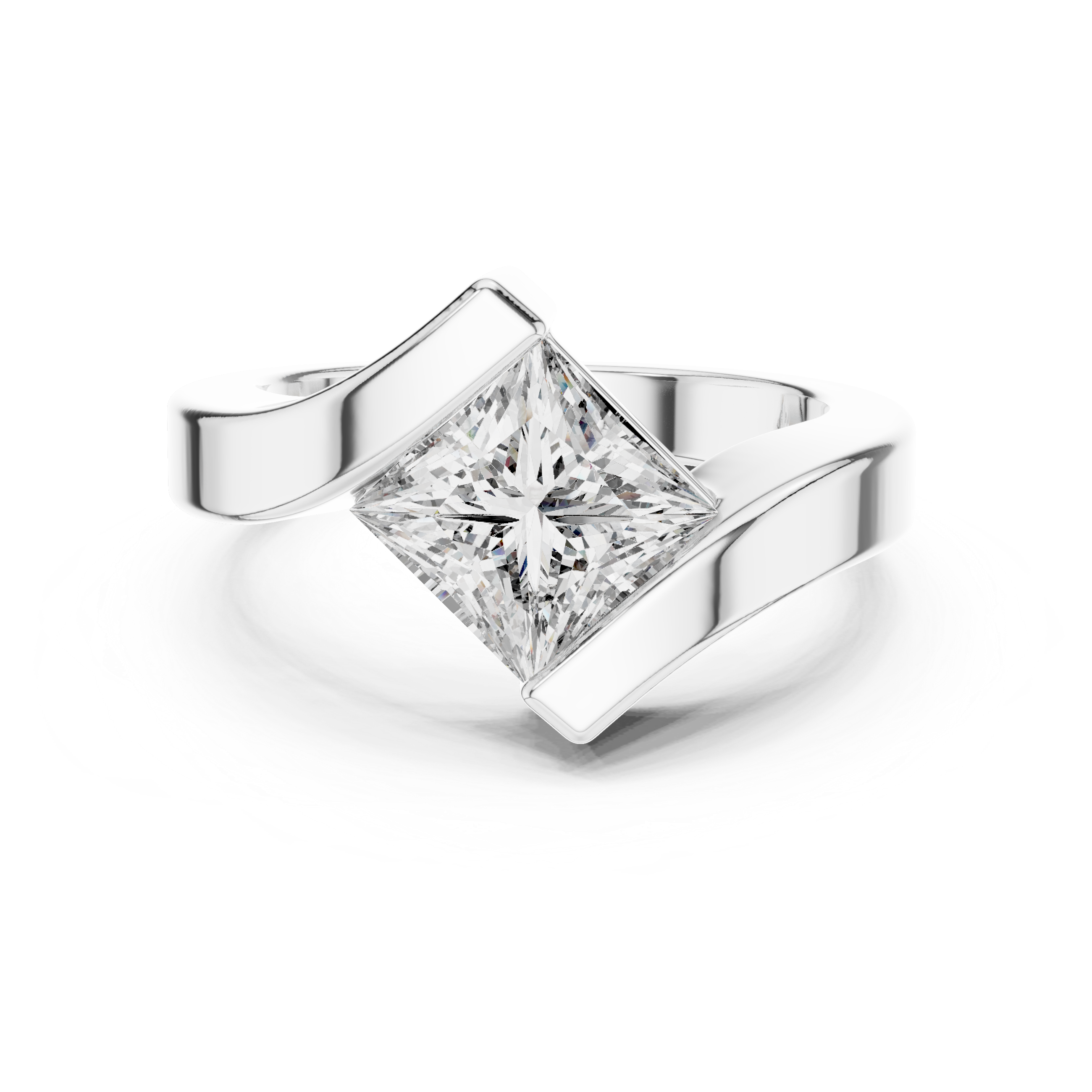 Muur Atelier Solid Gold Modern Bypass Princess Cut Diamond Solitaire