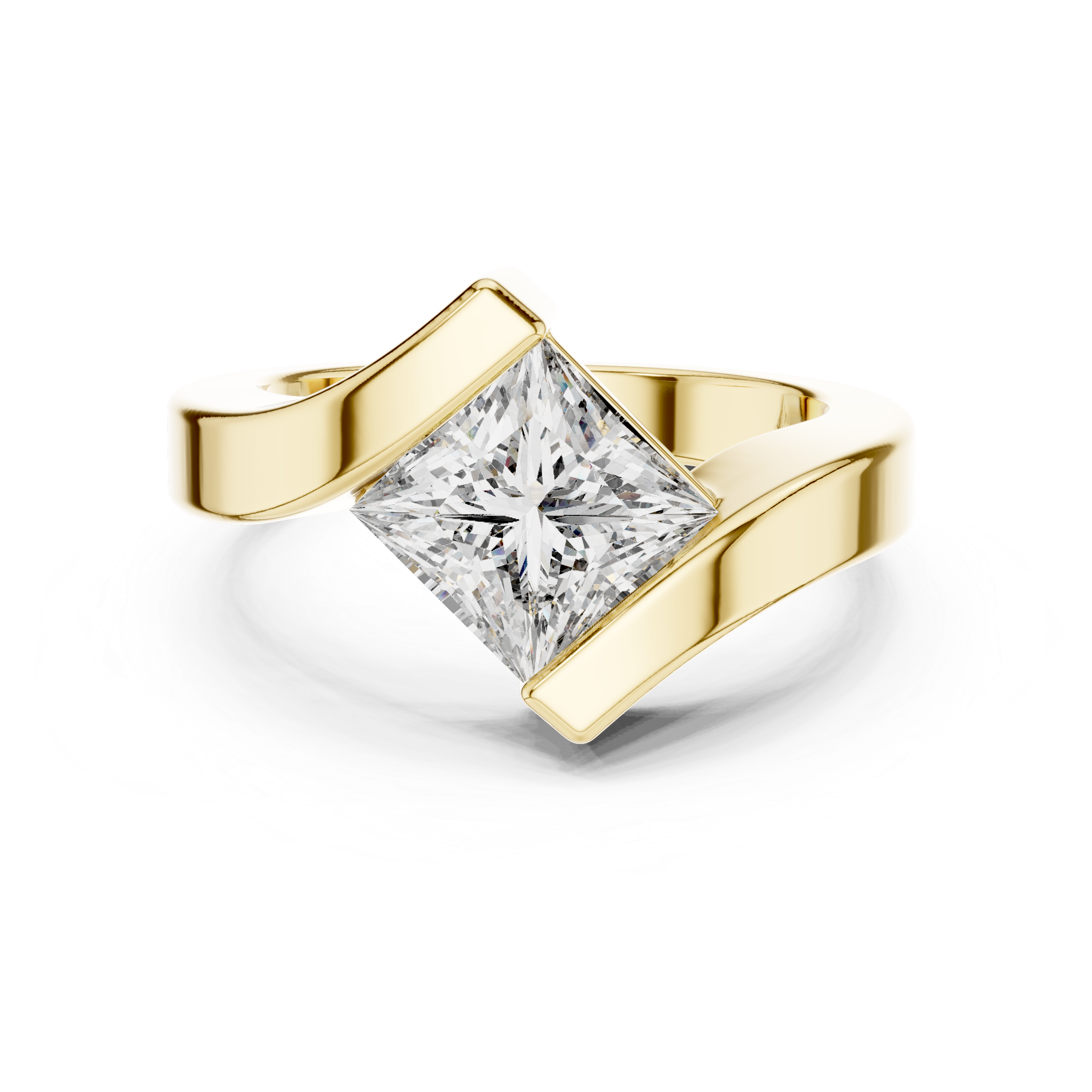 Muur Atelier Solid Gold Modern Bypass Princess Cut Diamond Solitaire