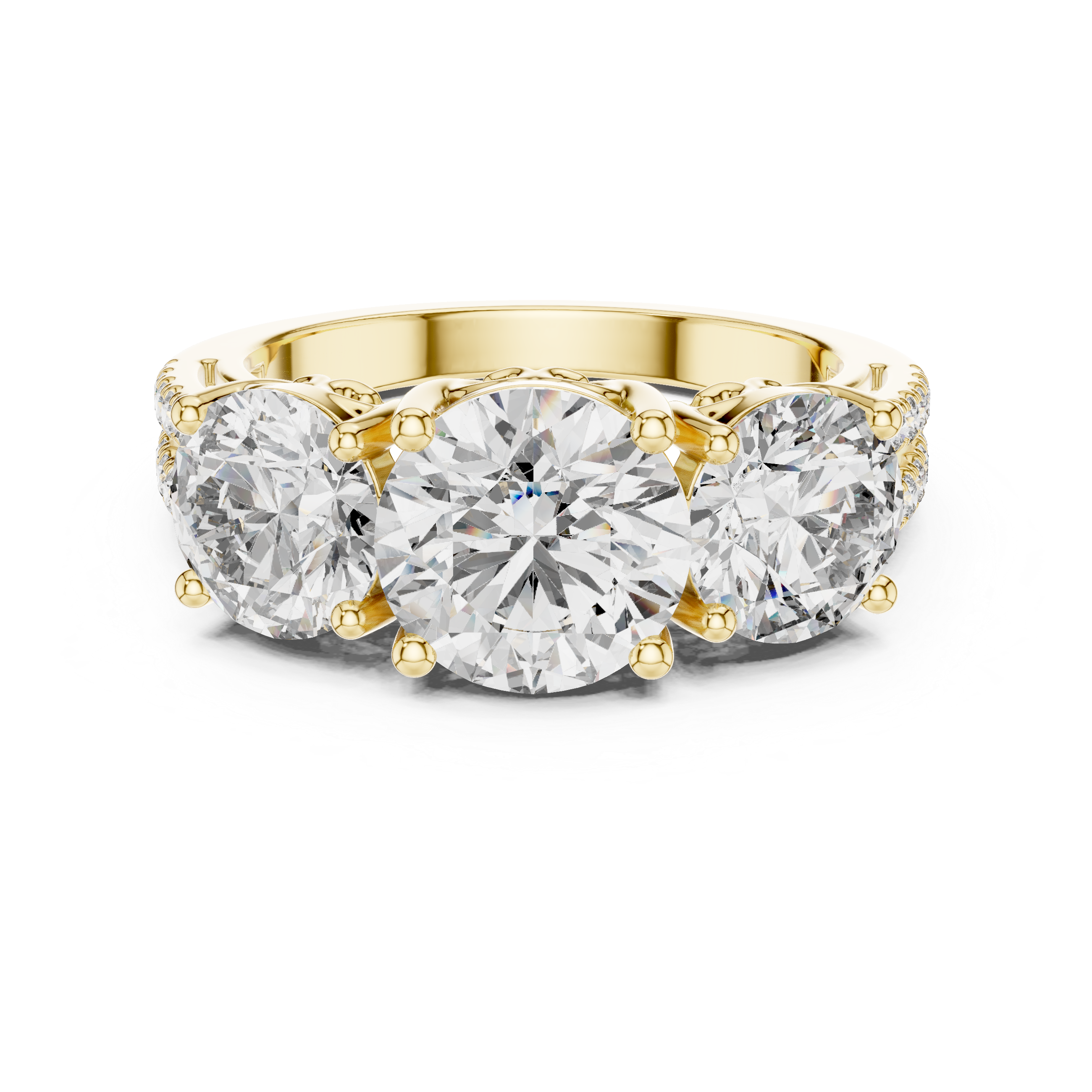 Muur Atelier Solid Gold Round Diamond Trilogy Ring with Trellis Gallery