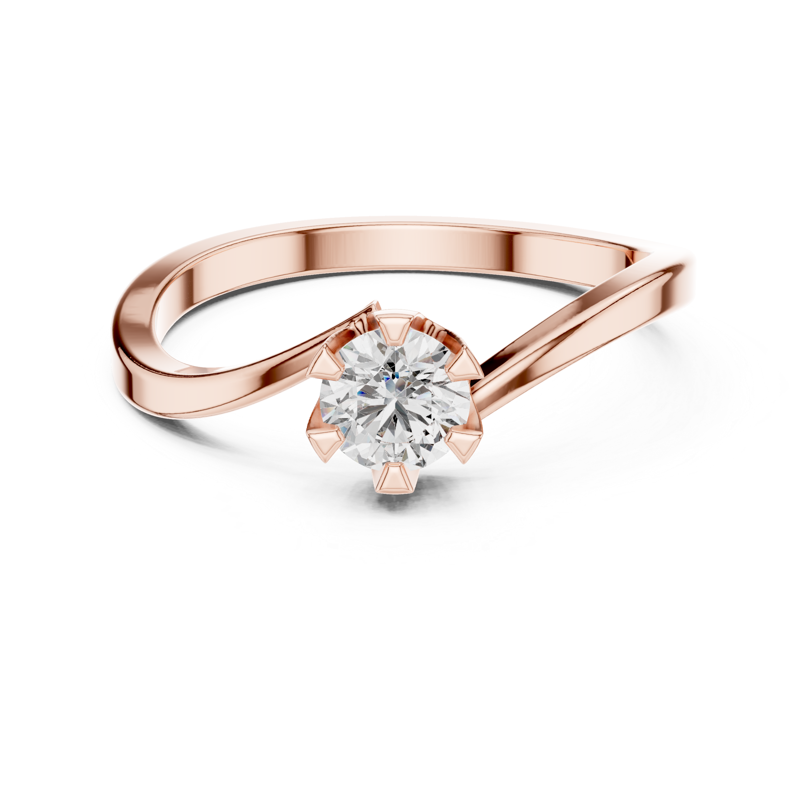 Muur Atelier Solid Gold Twisted Shank Diamond Solitaire with Crown Setting