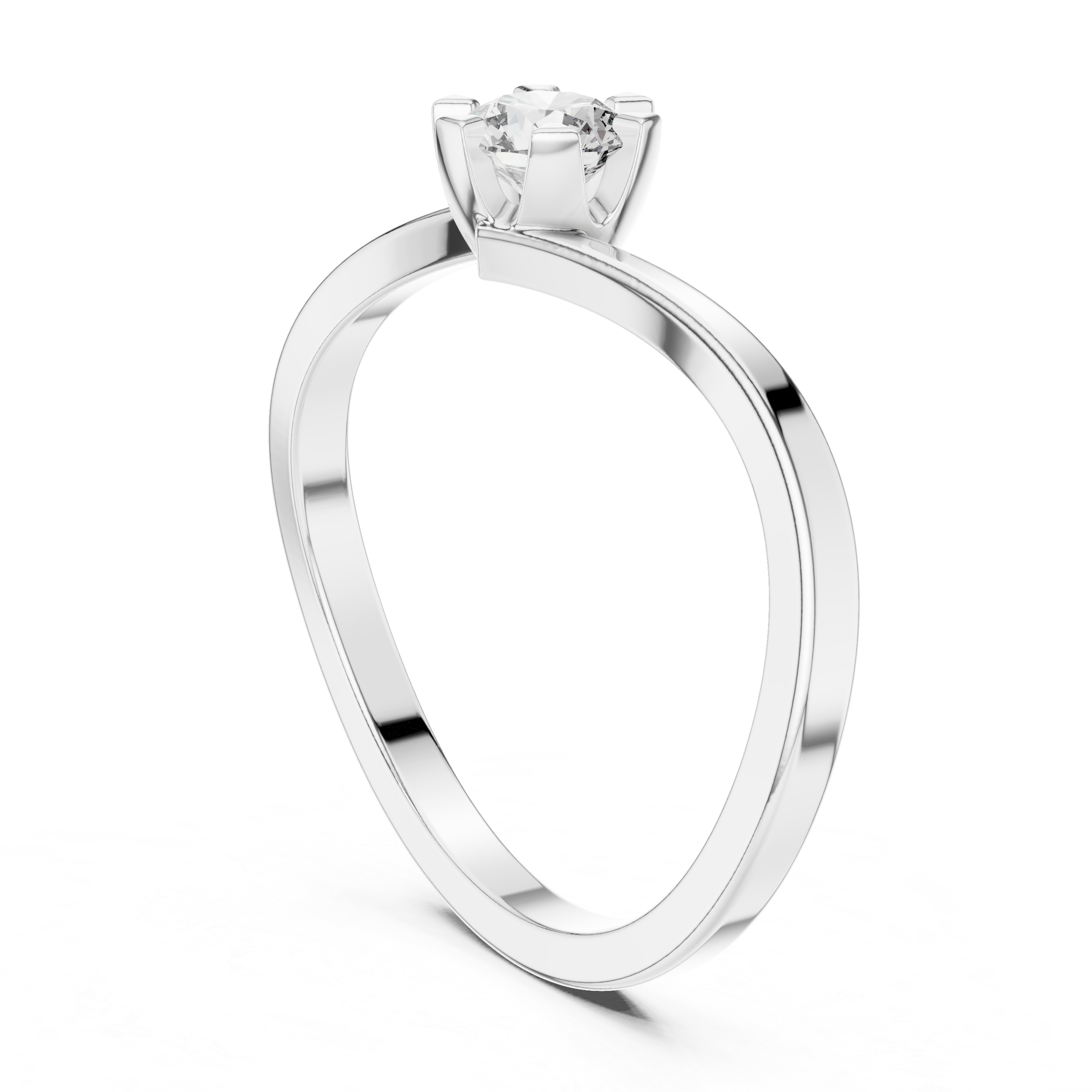 Muur Atelier Solid Gold Twisted Shank Diamond Solitaire with Crown Setting