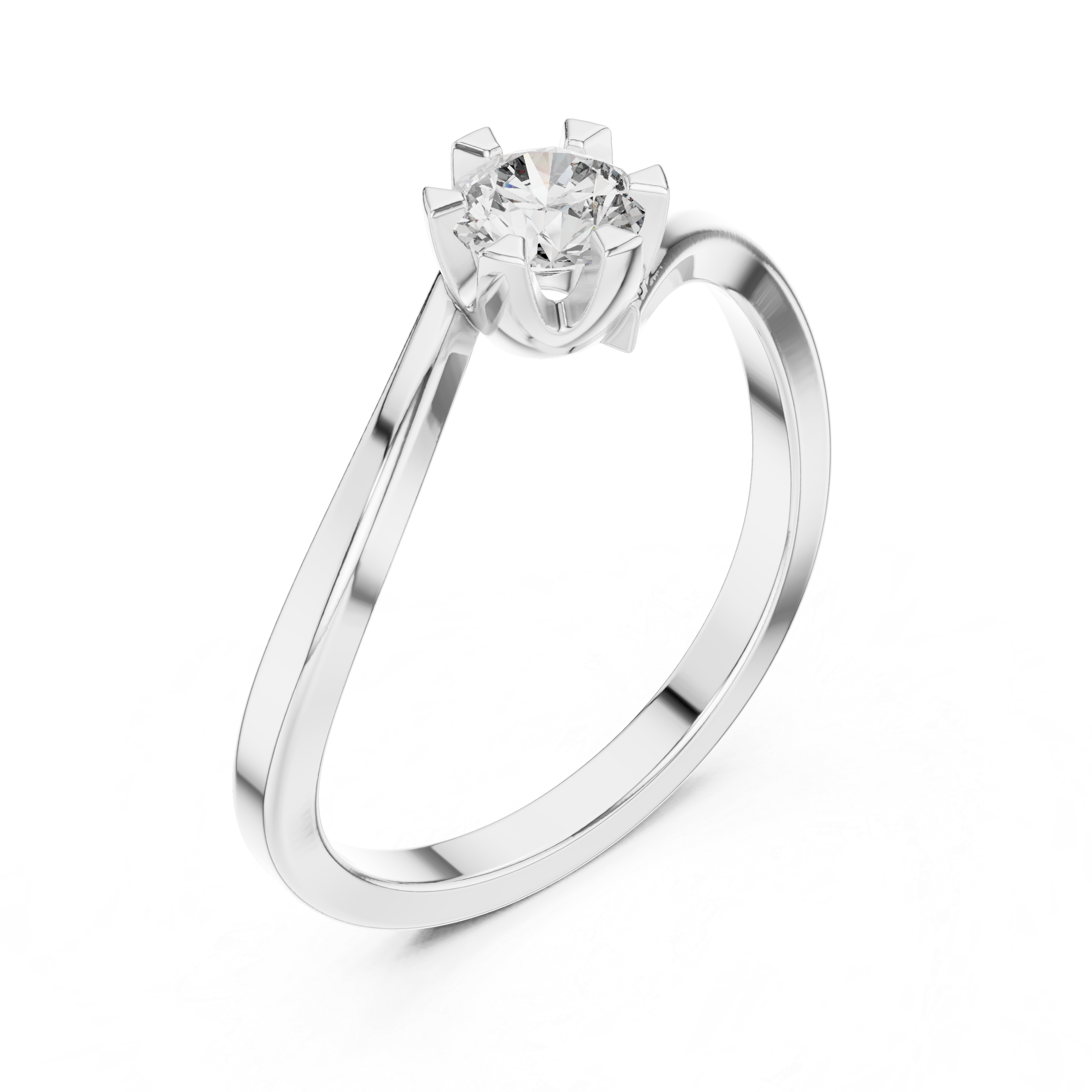 Muur Atelier Solid Gold Twisted Shank Diamond Solitaire with Crown Setting