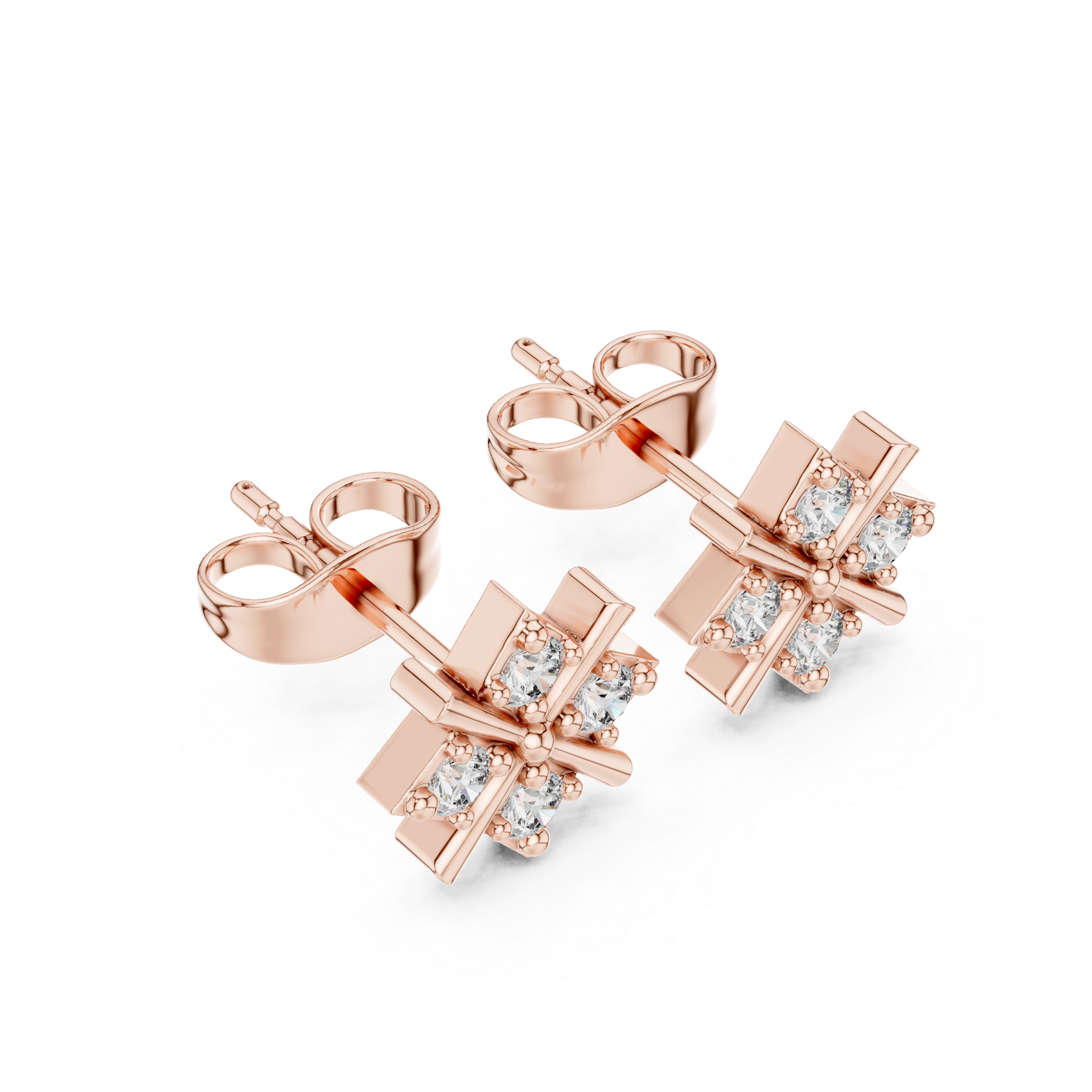 Muur Atelier Solid Gold Geometric Quad-Prong Diamond Studs