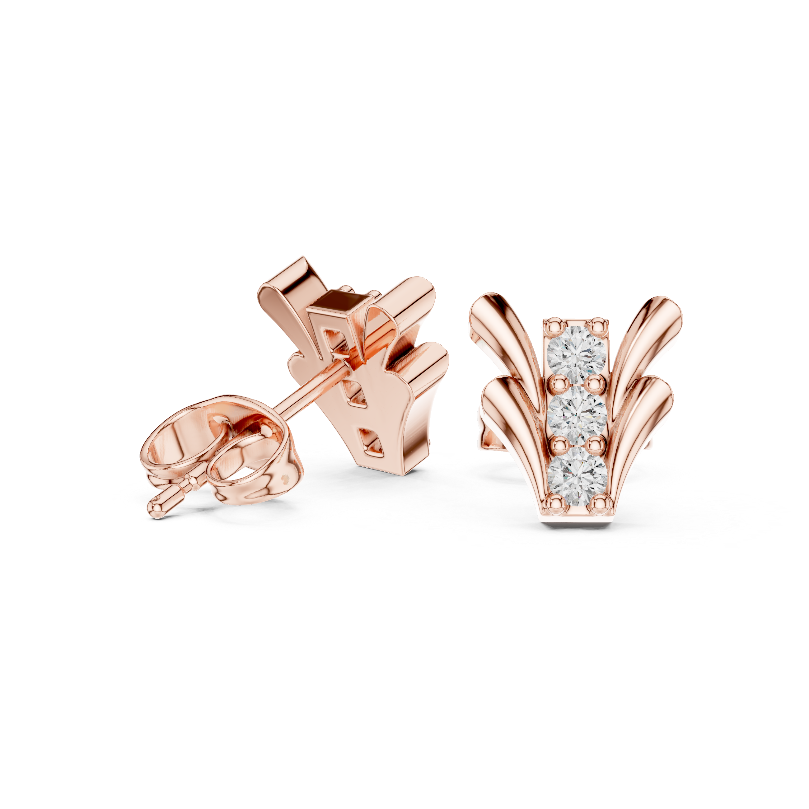 Muur Atelier Solid Gold Vertical Triple-Stone Tapered Diamond Studs