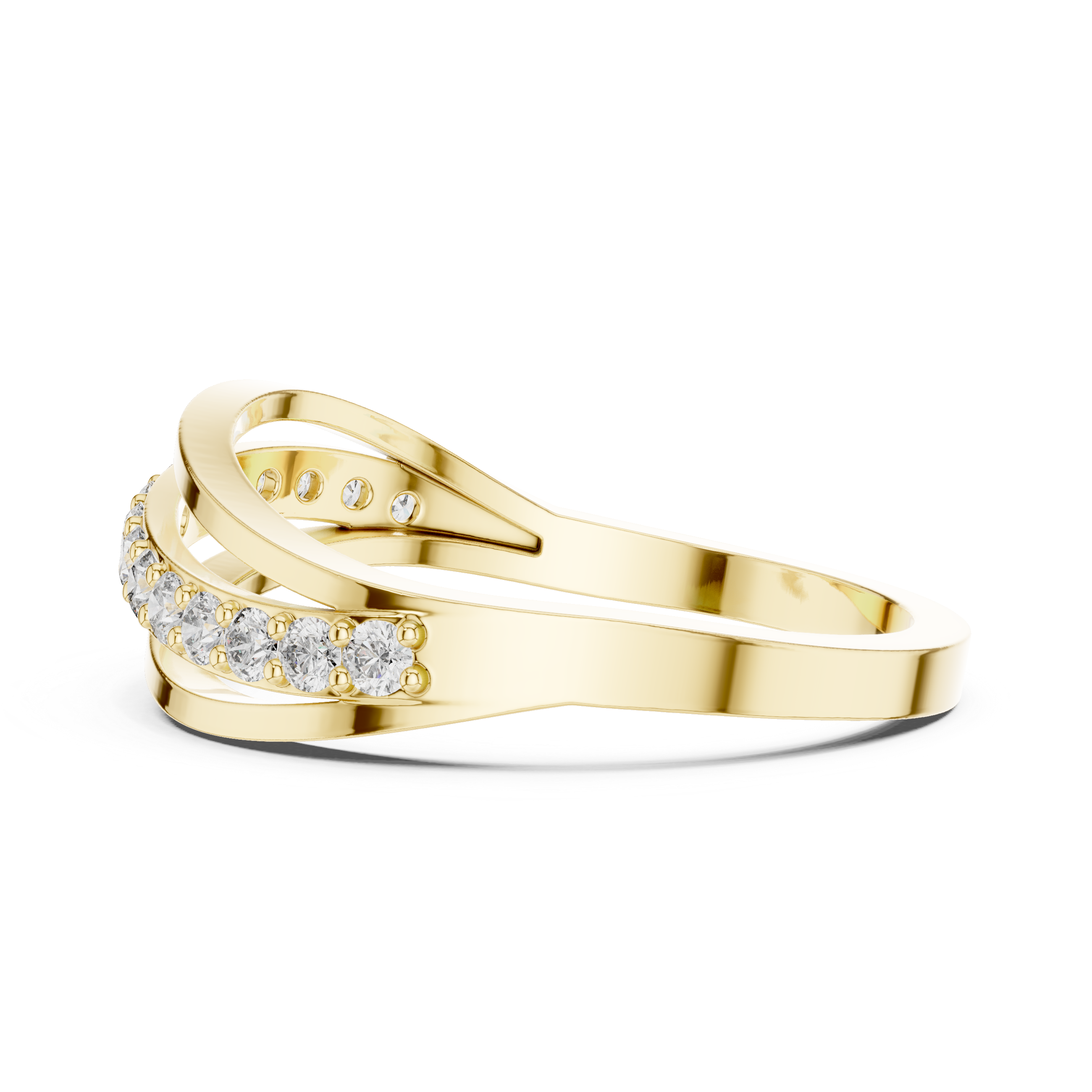 Muur Atelier Solid Gold Triple Split Shank Diamond Wave Band