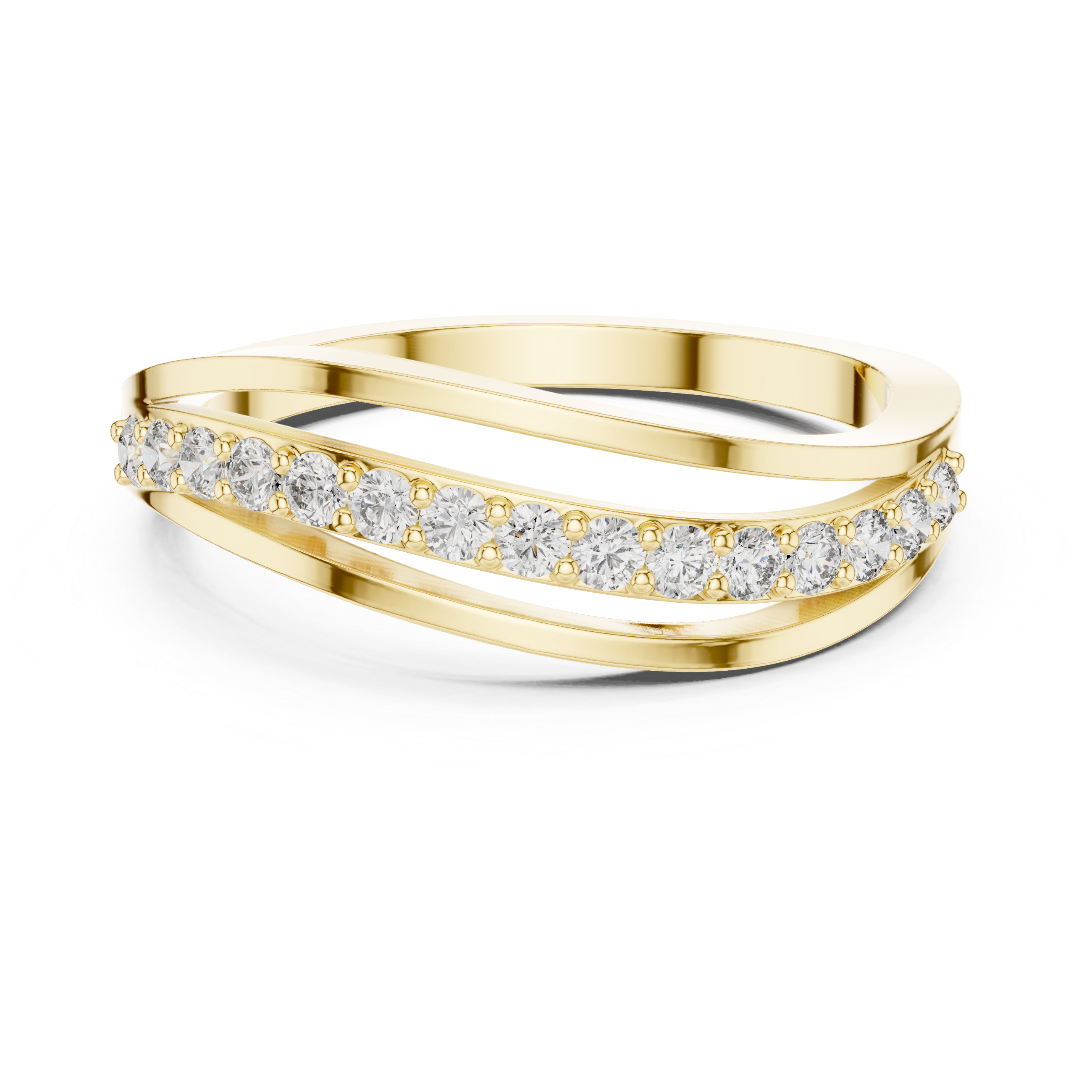 Muur Atelier Solid Gold Triple Split Shank Diamond Wave Band
