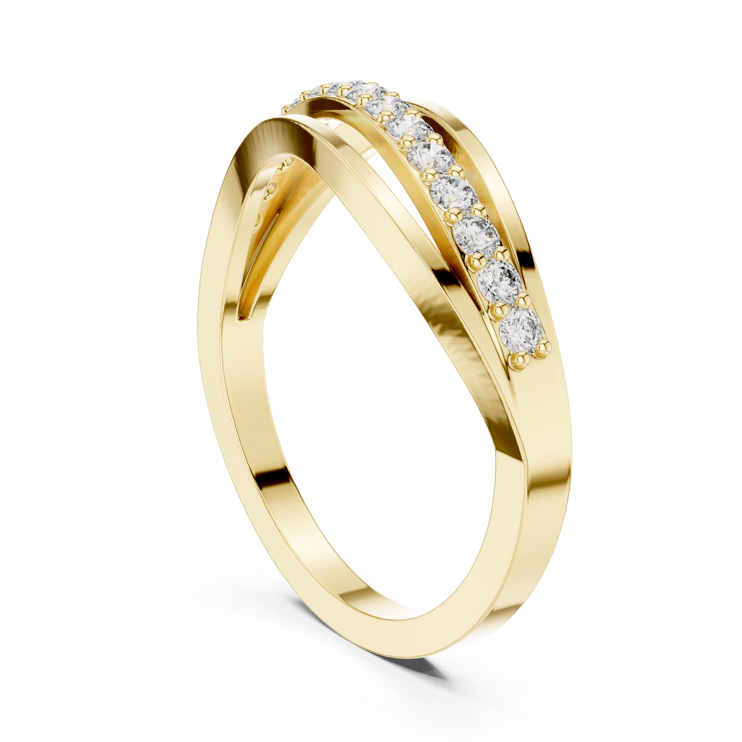 Muur Atelier Solid Gold Triple Split Shank Diamond Wave Band