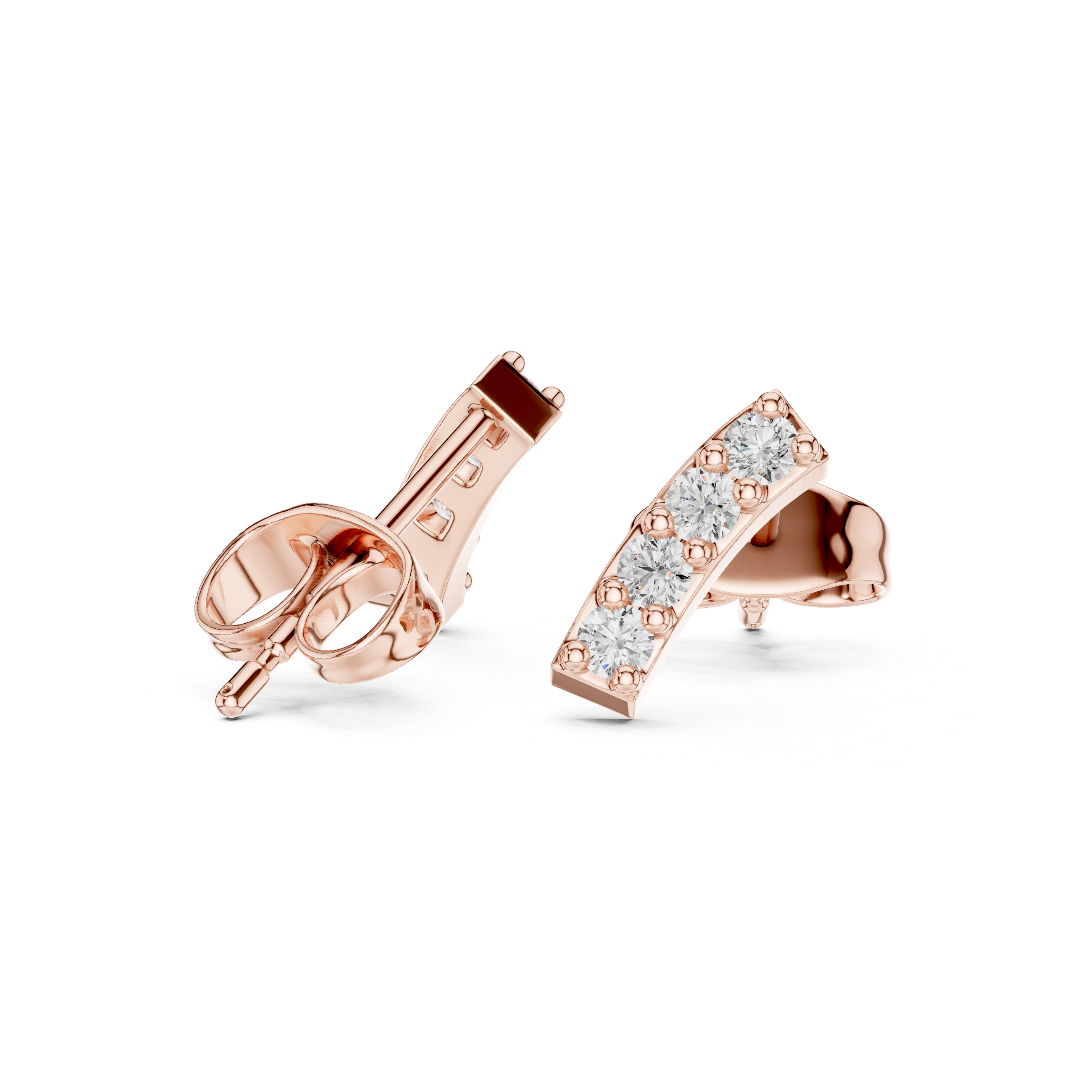 Muur Atelier Solid Gold Curved Diamond Arc Studs