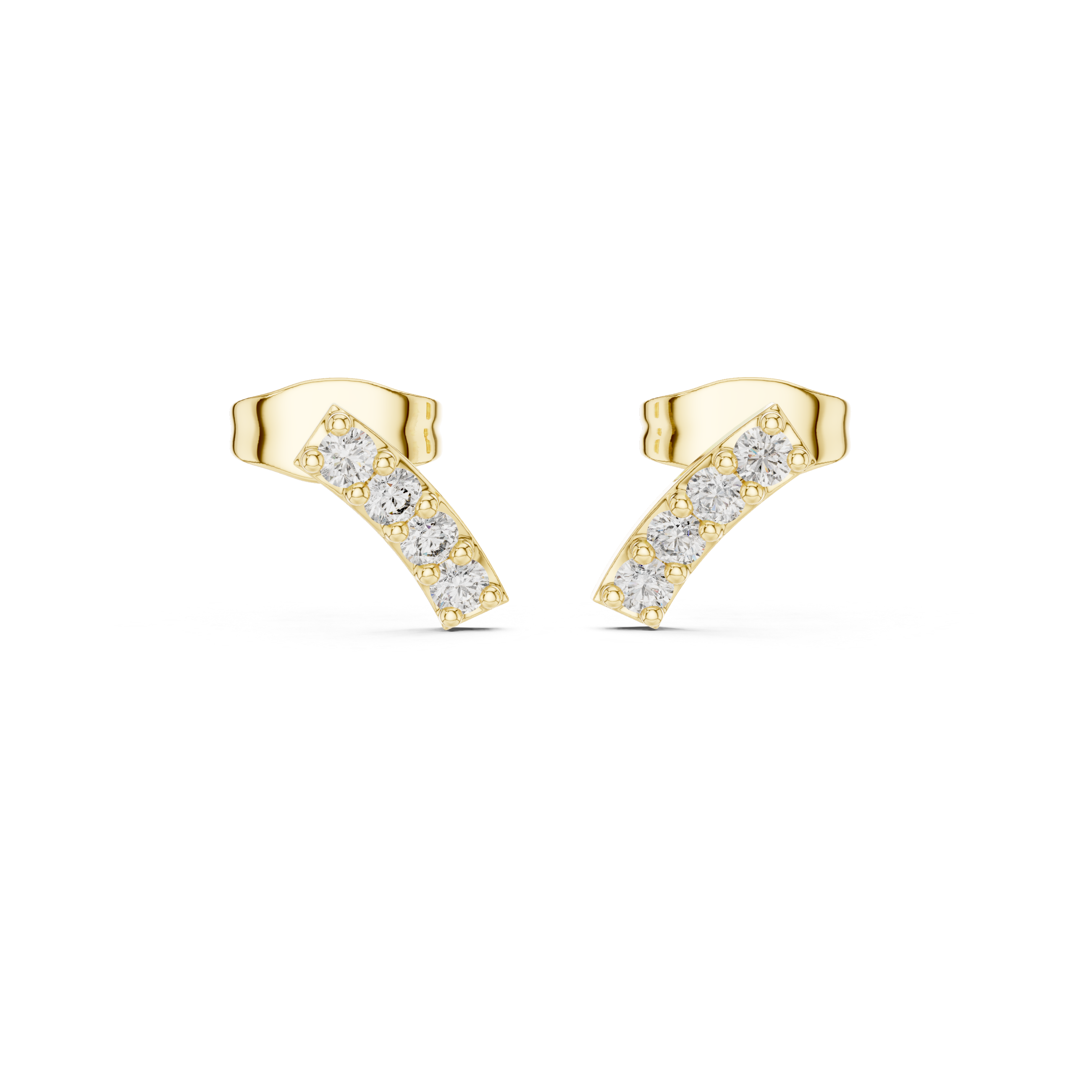 Muur Atelier Solid Gold Curved Diamond Arc Studs