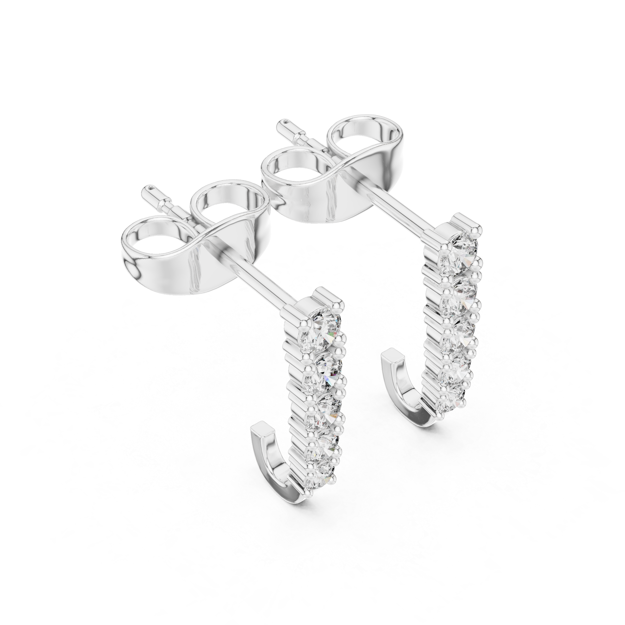 Muur Atelier Solid Gold Linear Graduated Diamond J-Hoops