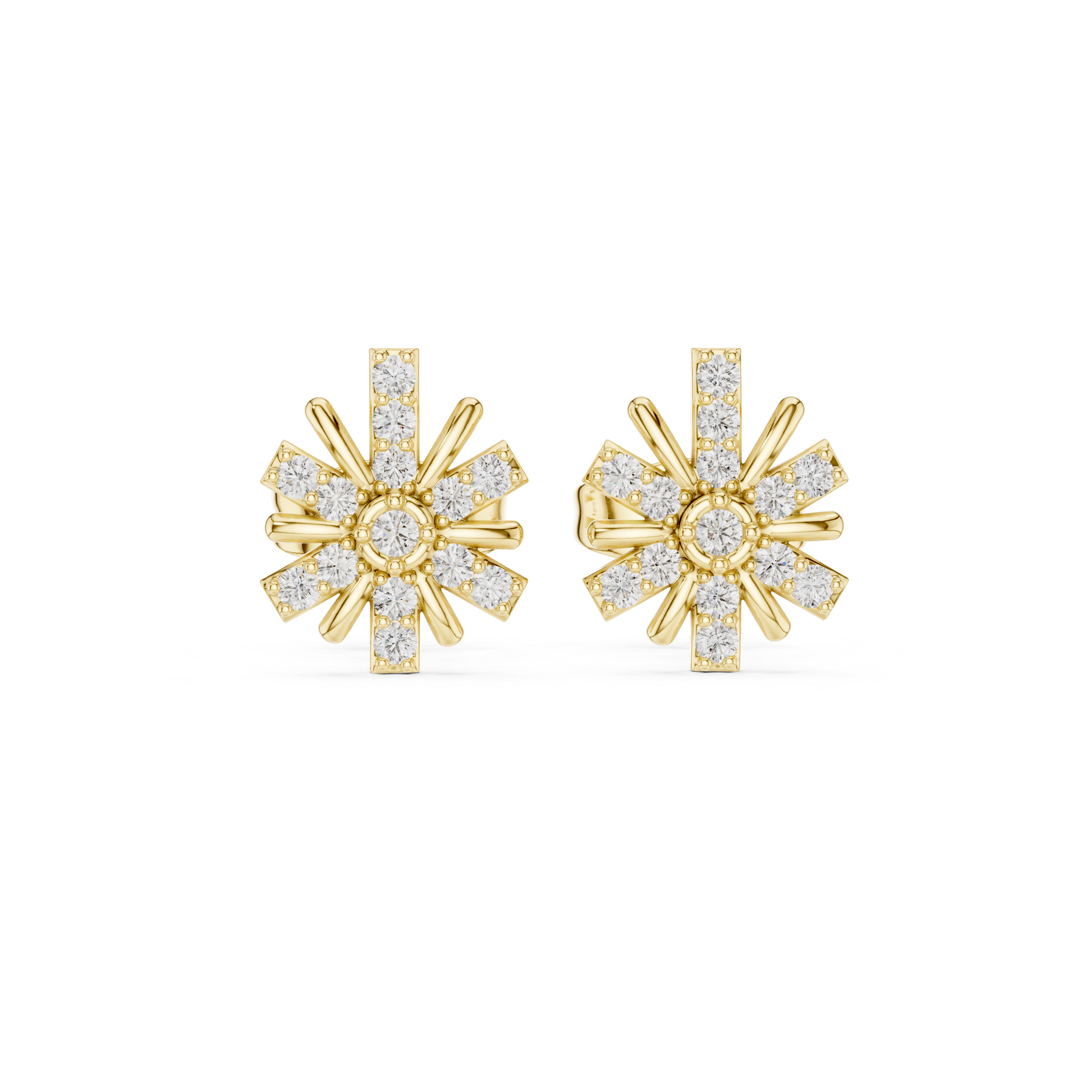 Muur Atelier Solid Gold Radiantly Starburst Pave Diamond Studs