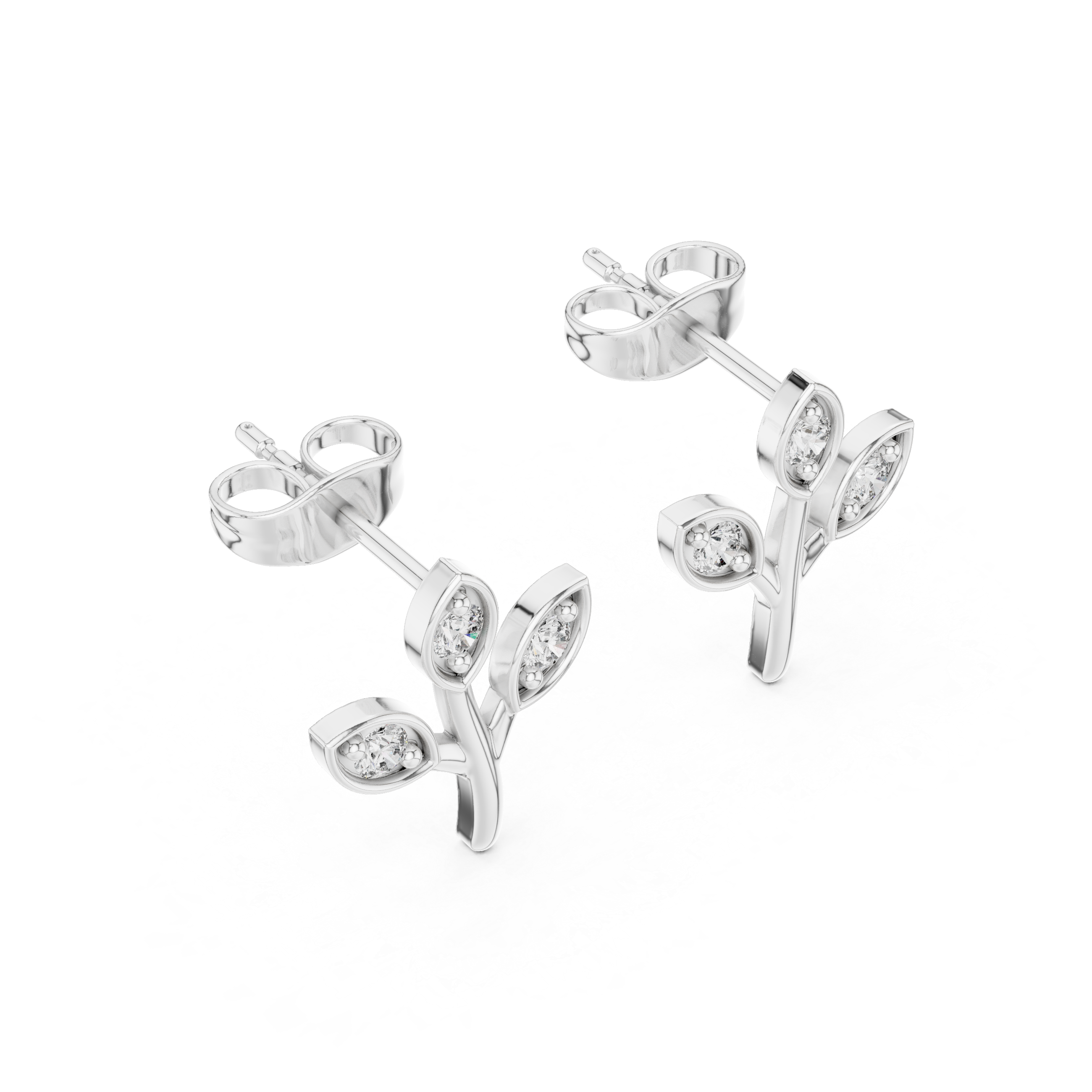 Muur Atelier Solid Gold Organic Botanical Diamond Studs