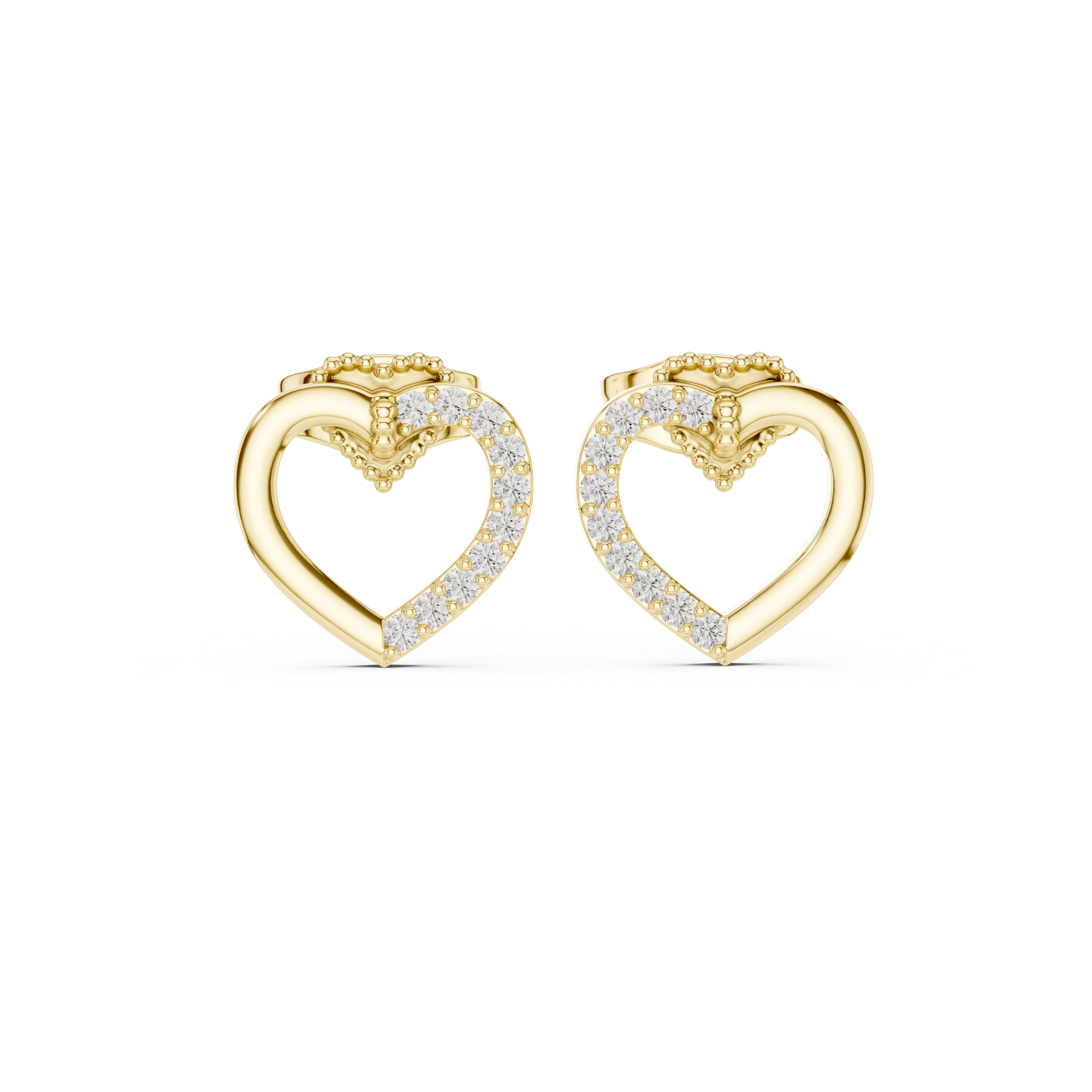 Muur Atelier Solid Gold Interlocking Diamond Heart Studs