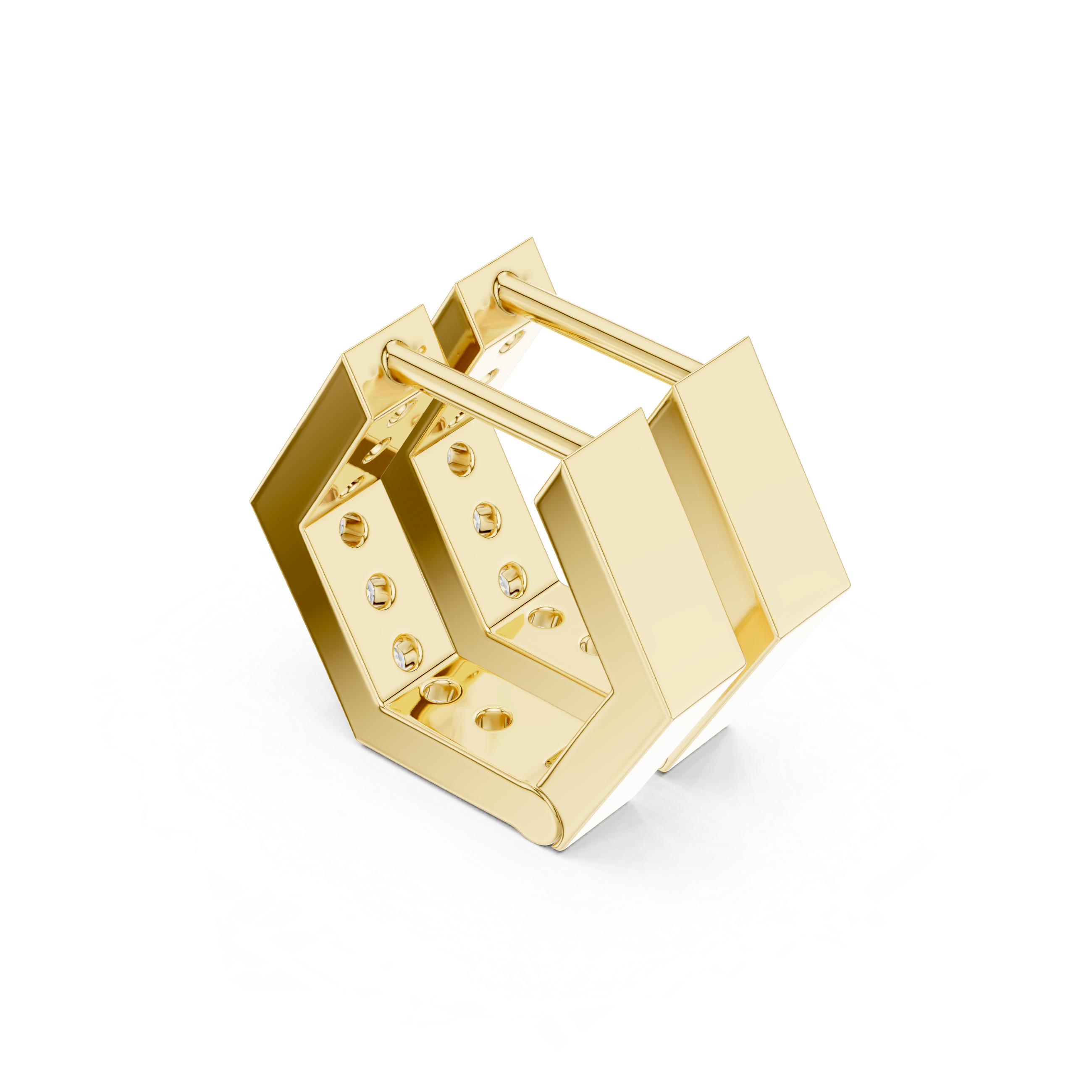 Muur Atelier Solid Gold Diamond Hexagon Huggie Hoops