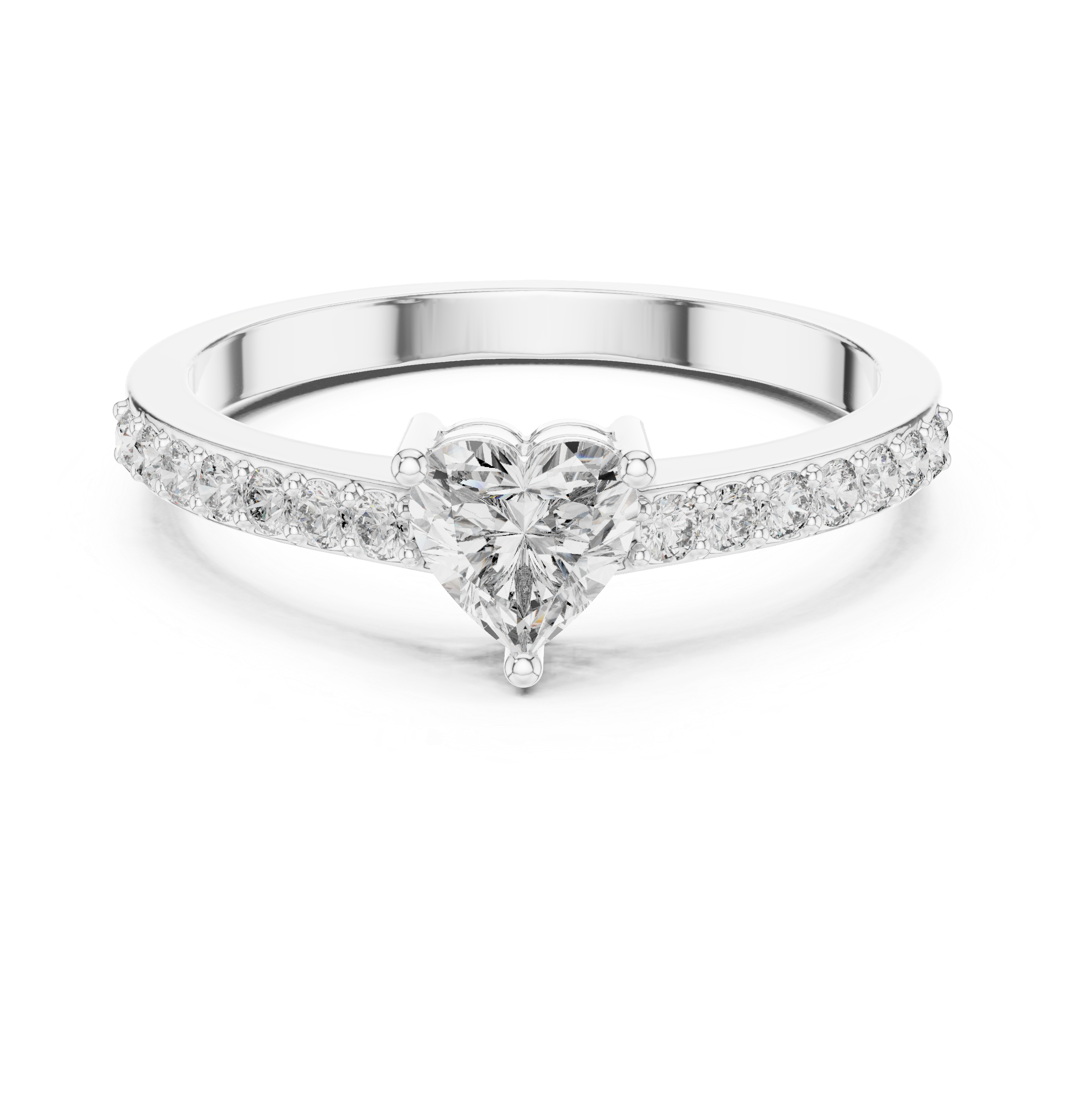 Heart Solitaire with Pavé Band