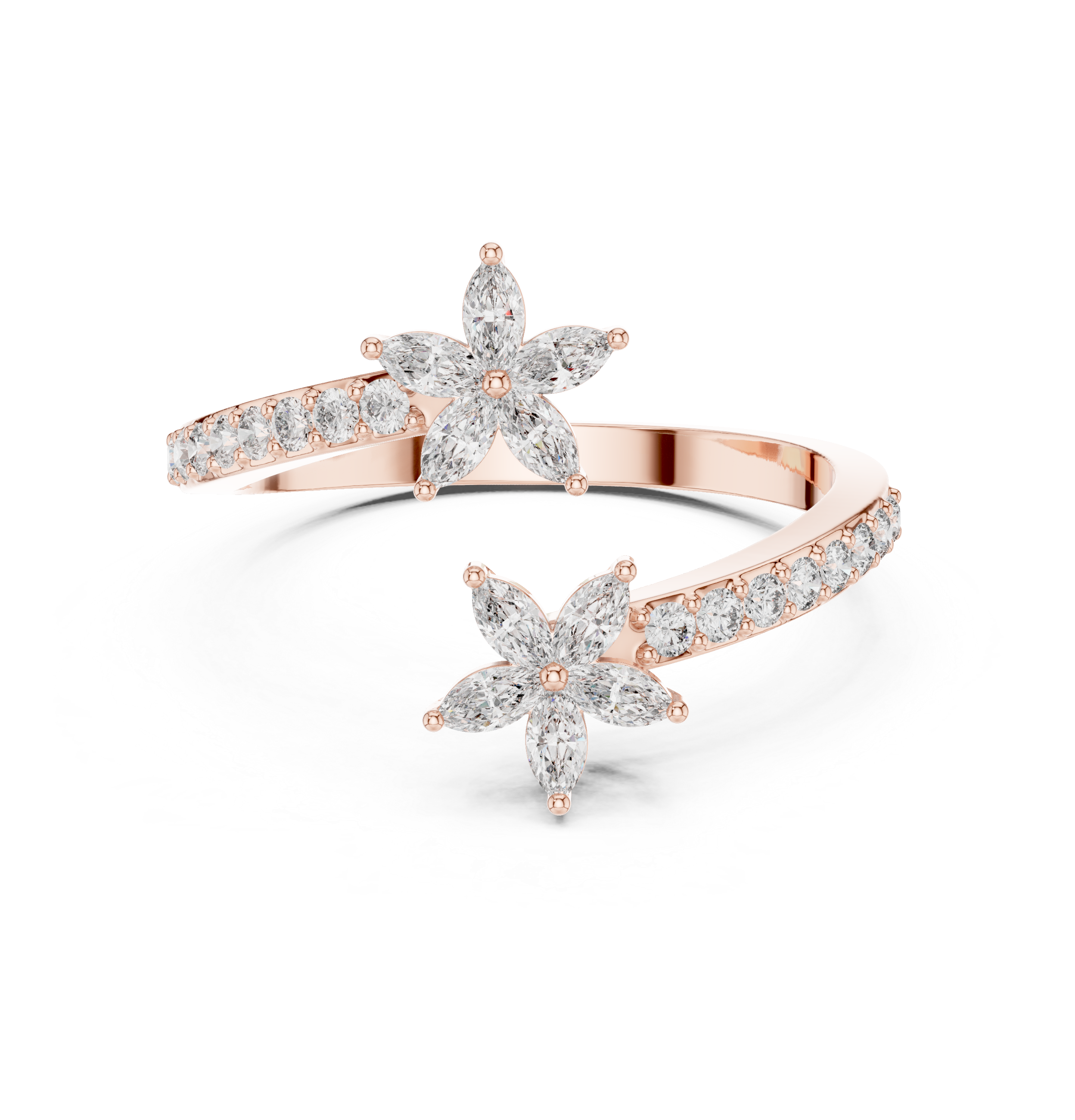 Bypass Marquise Flower Ring