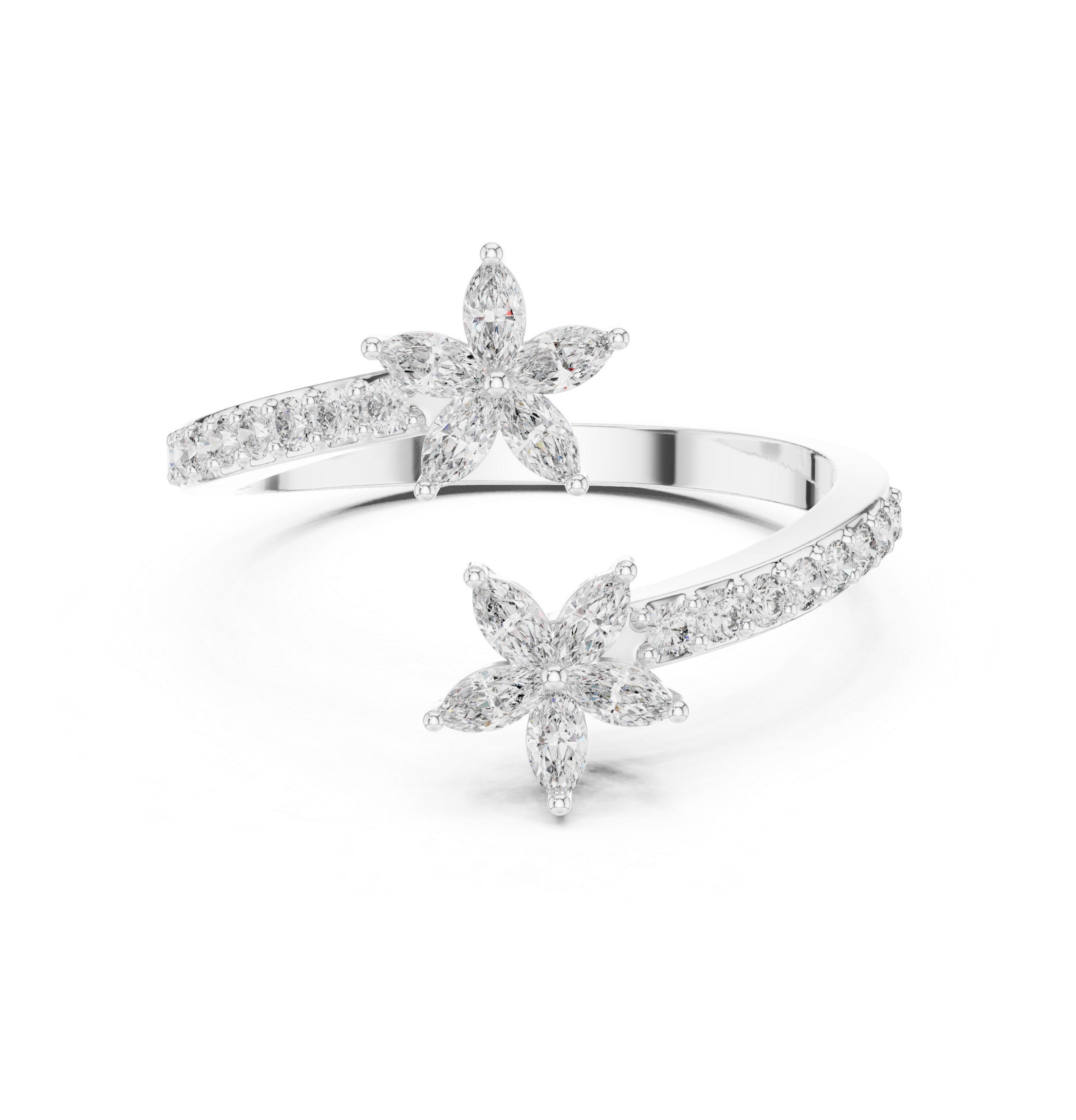 Bypass Marquise Flower Ring