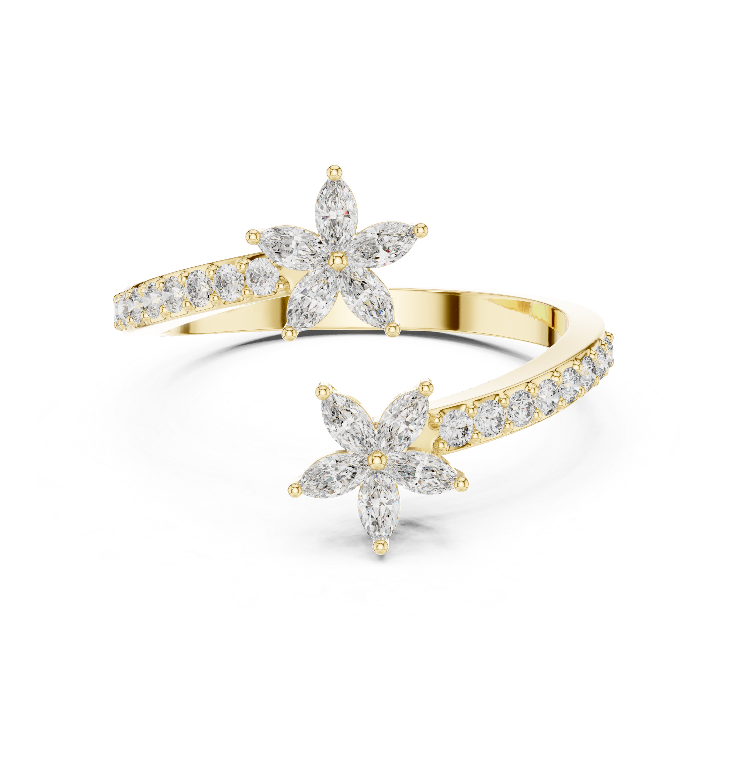 Bypass Marquise Flower Ring