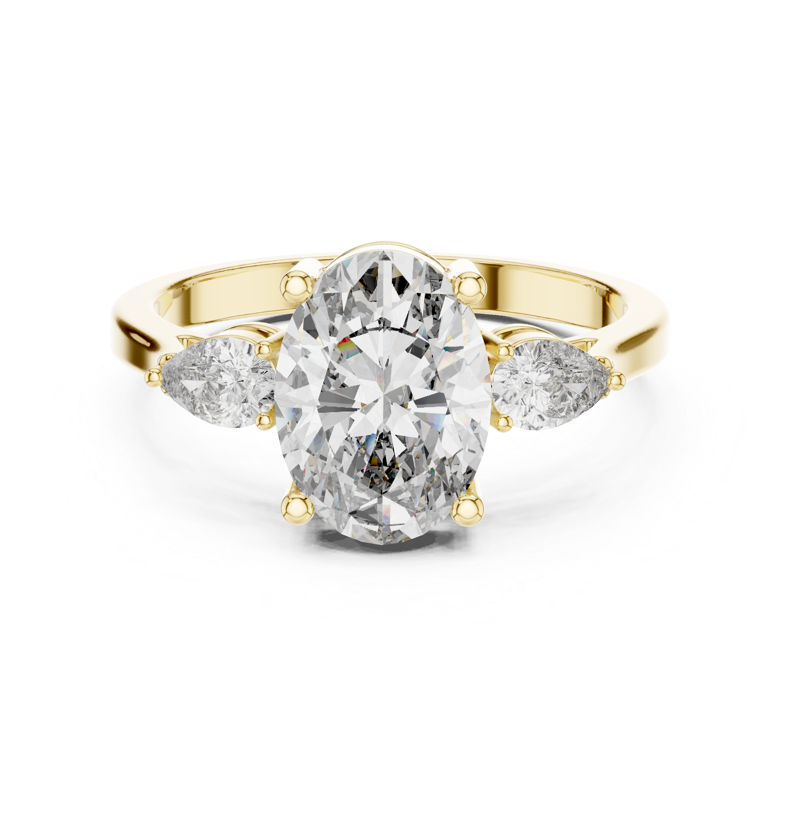 Oval & Pear Three-Stone Ring