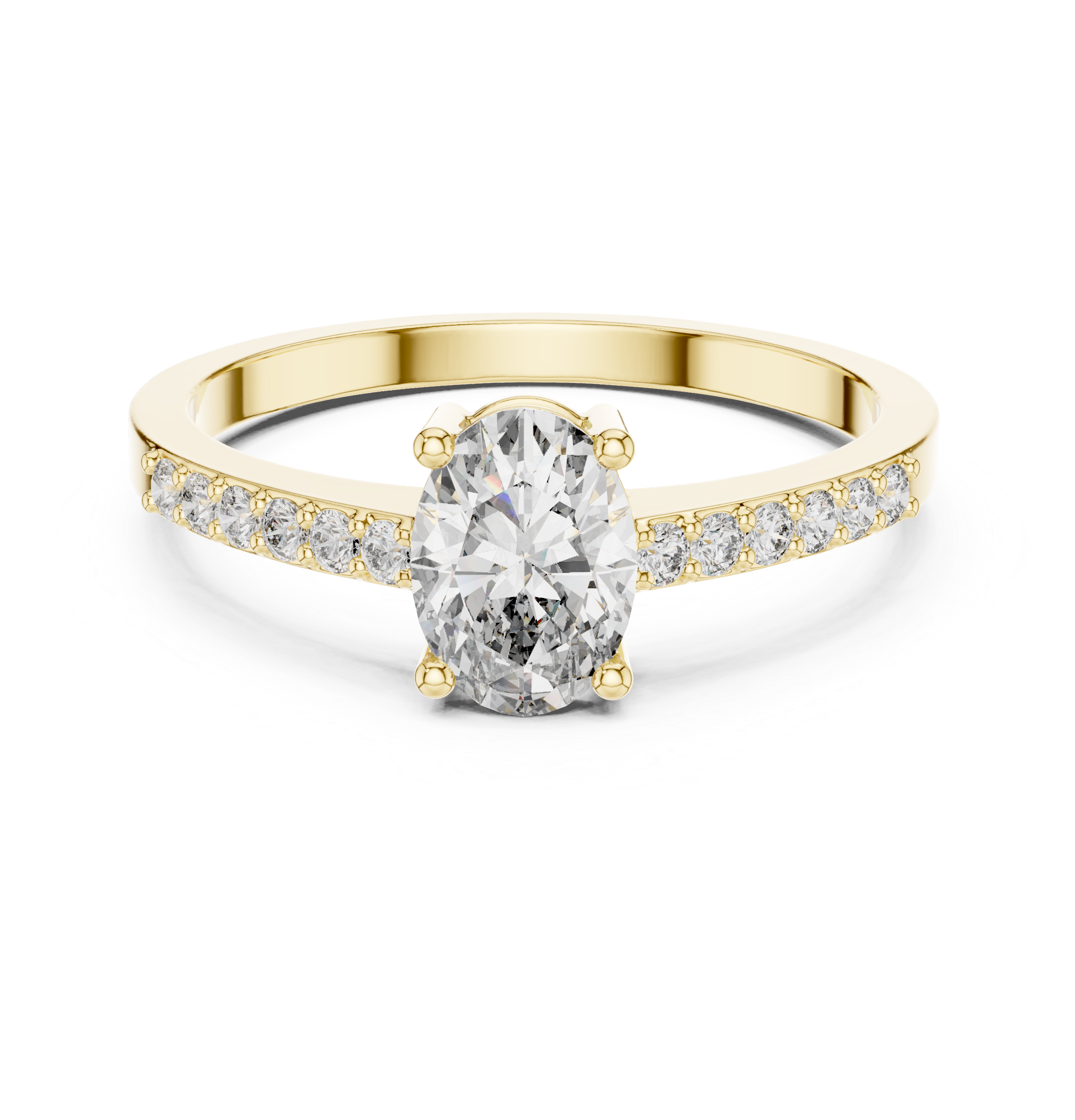 Oval Solitaire with Pavé Shoulders