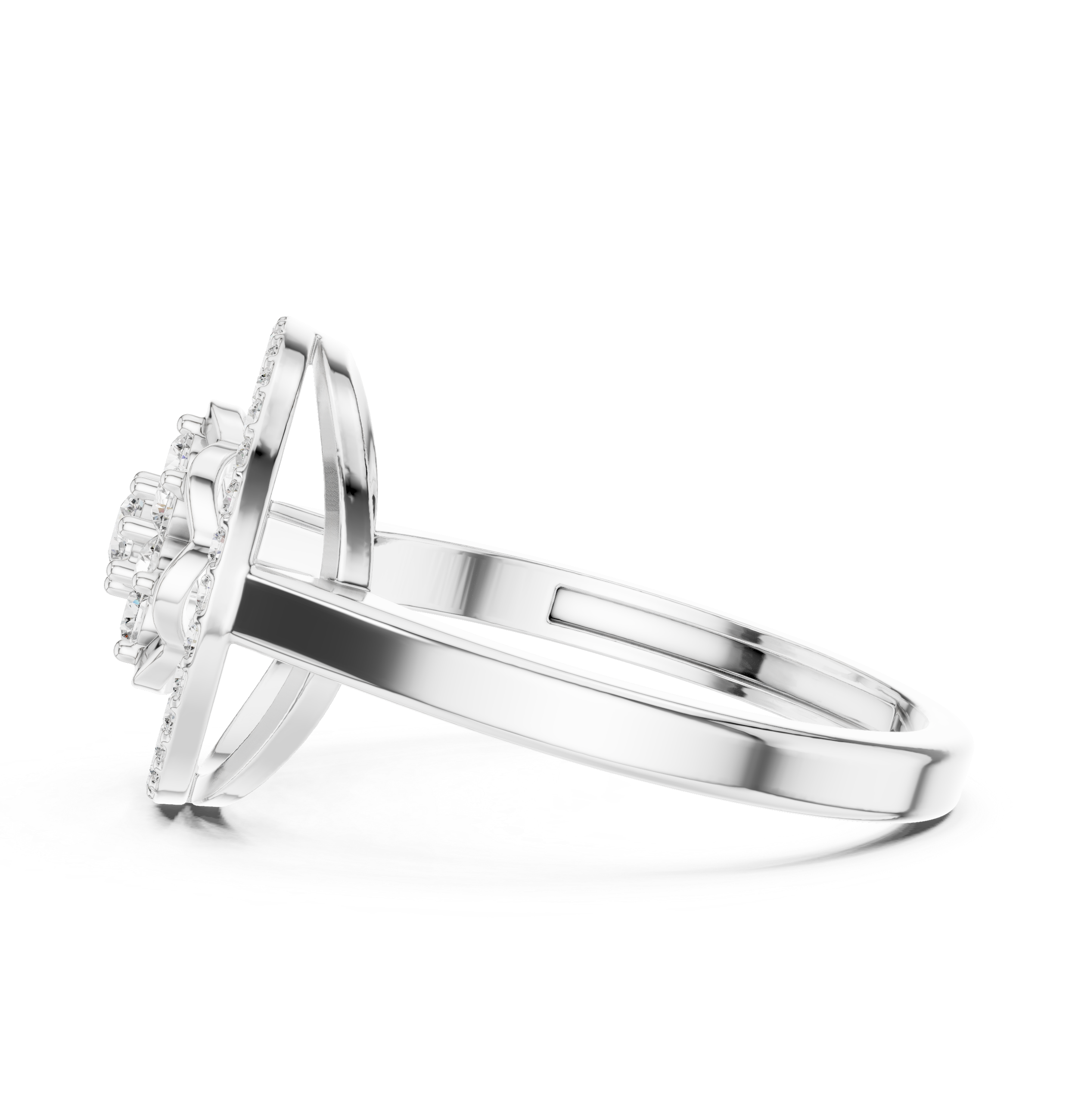 Round Cluster Double Halo Ring