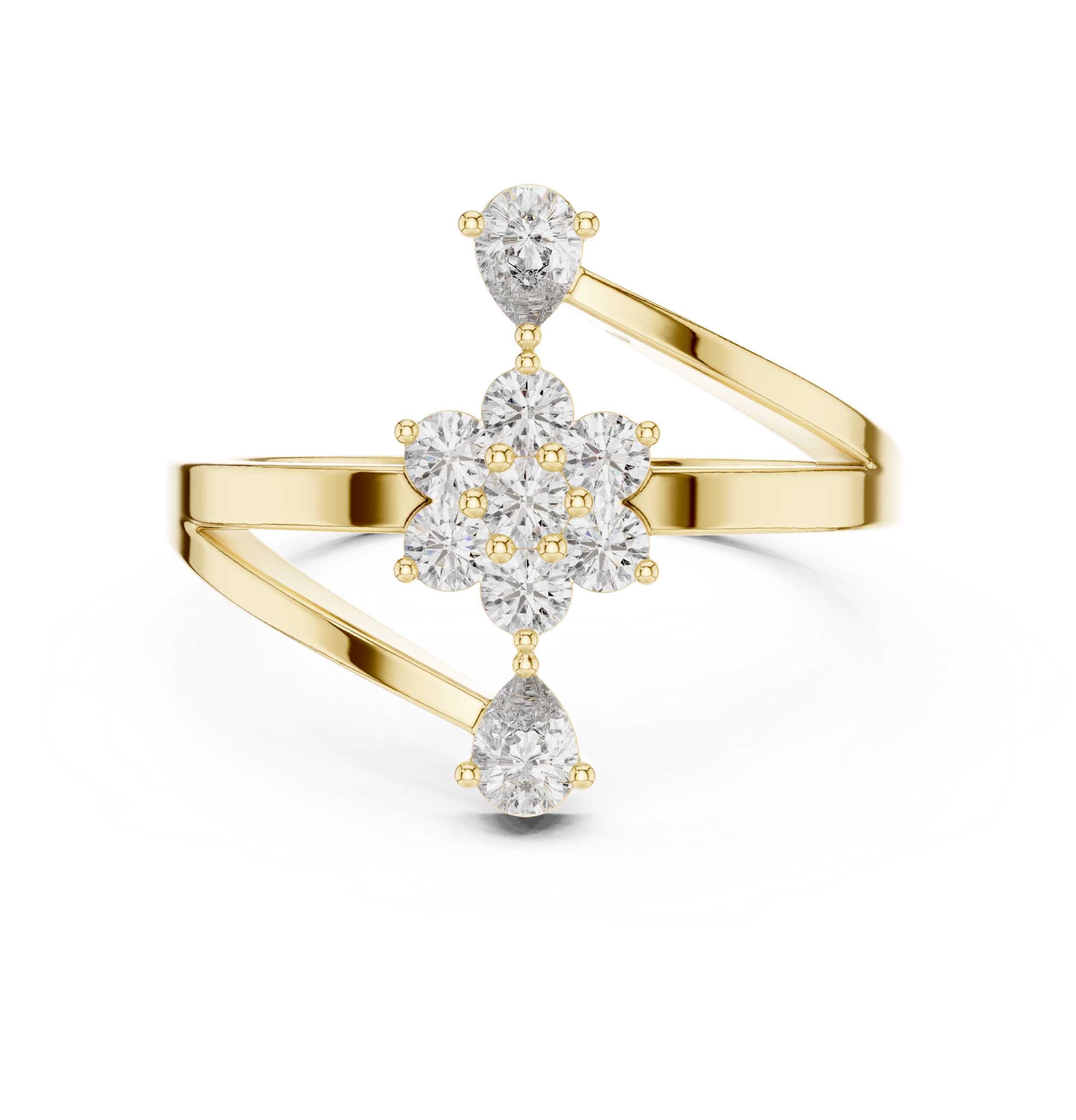 Split-Shank Cluster Ring, Rounds & Pears