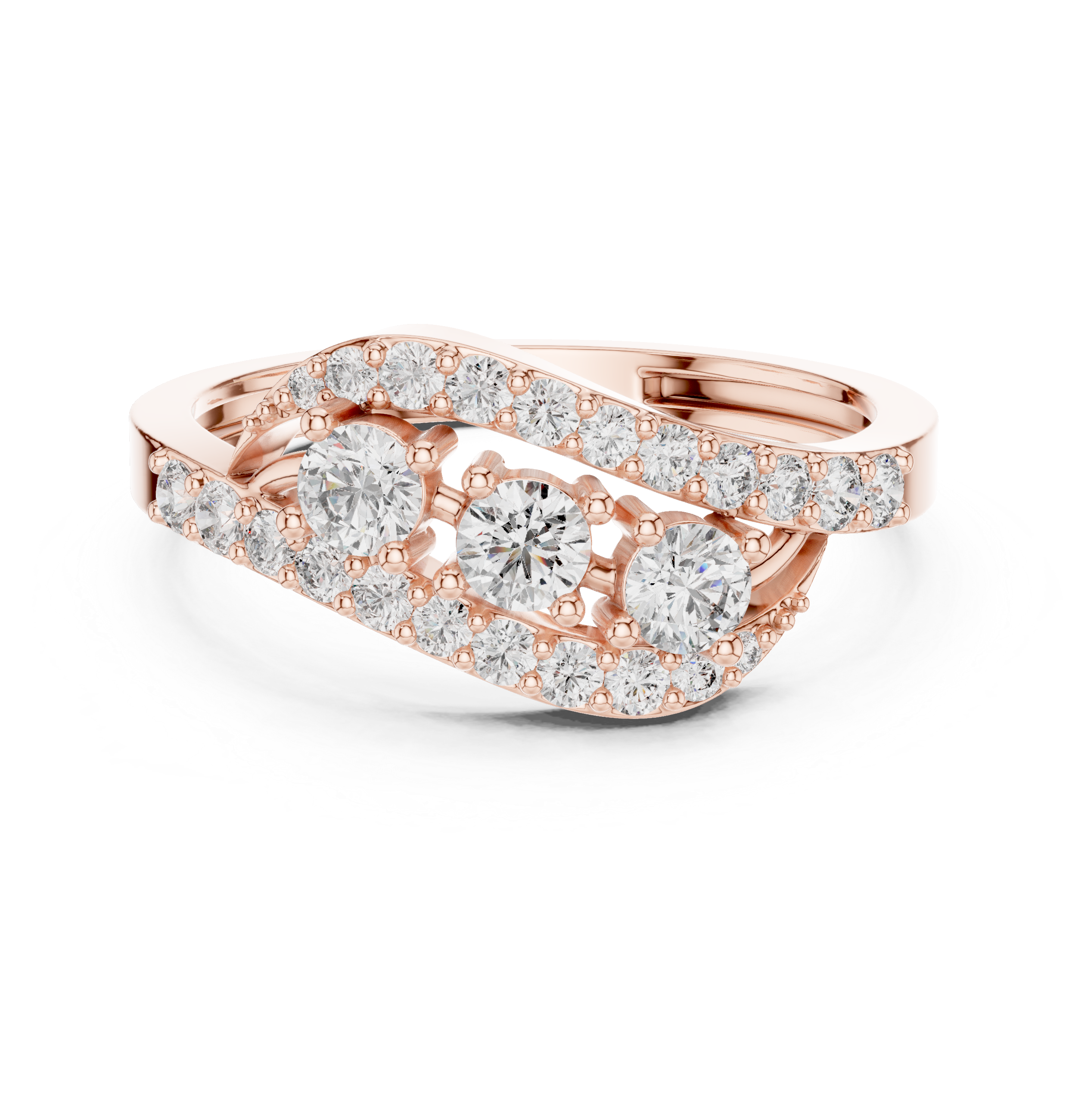 Three-Stone Round Collet Ring