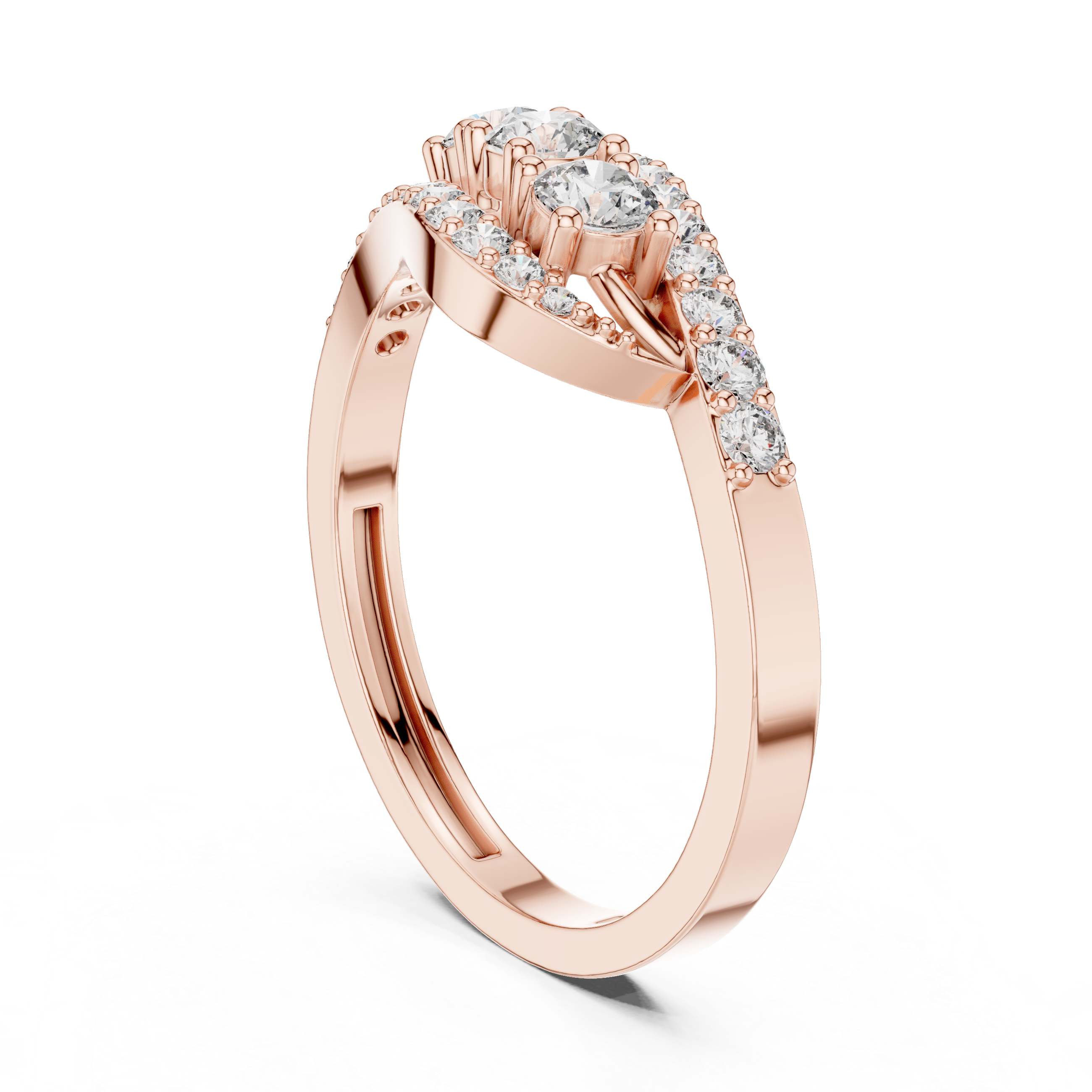 Three-Stone Round Collet Ring