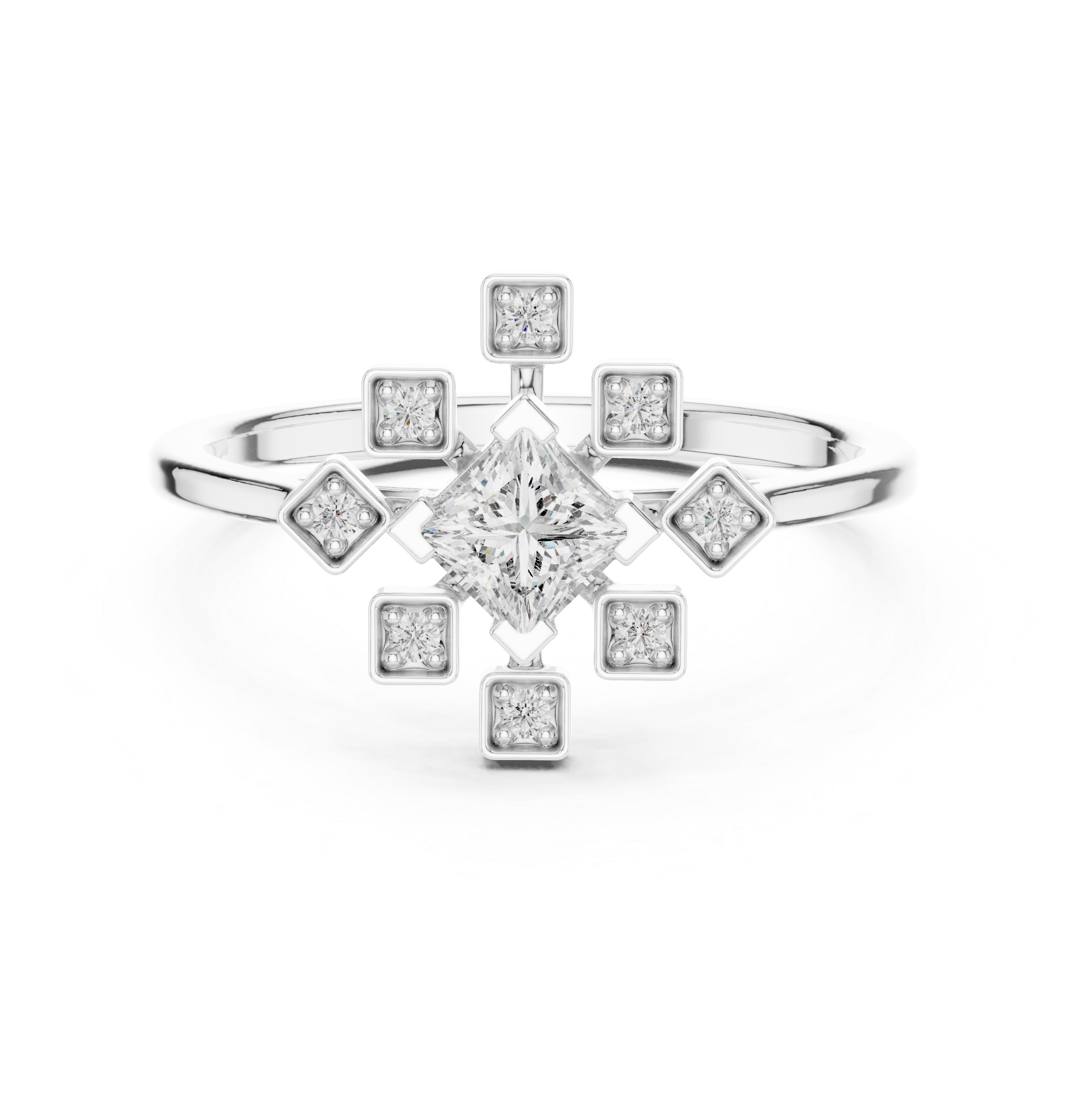 Princess Cut Collet Cluster Ring