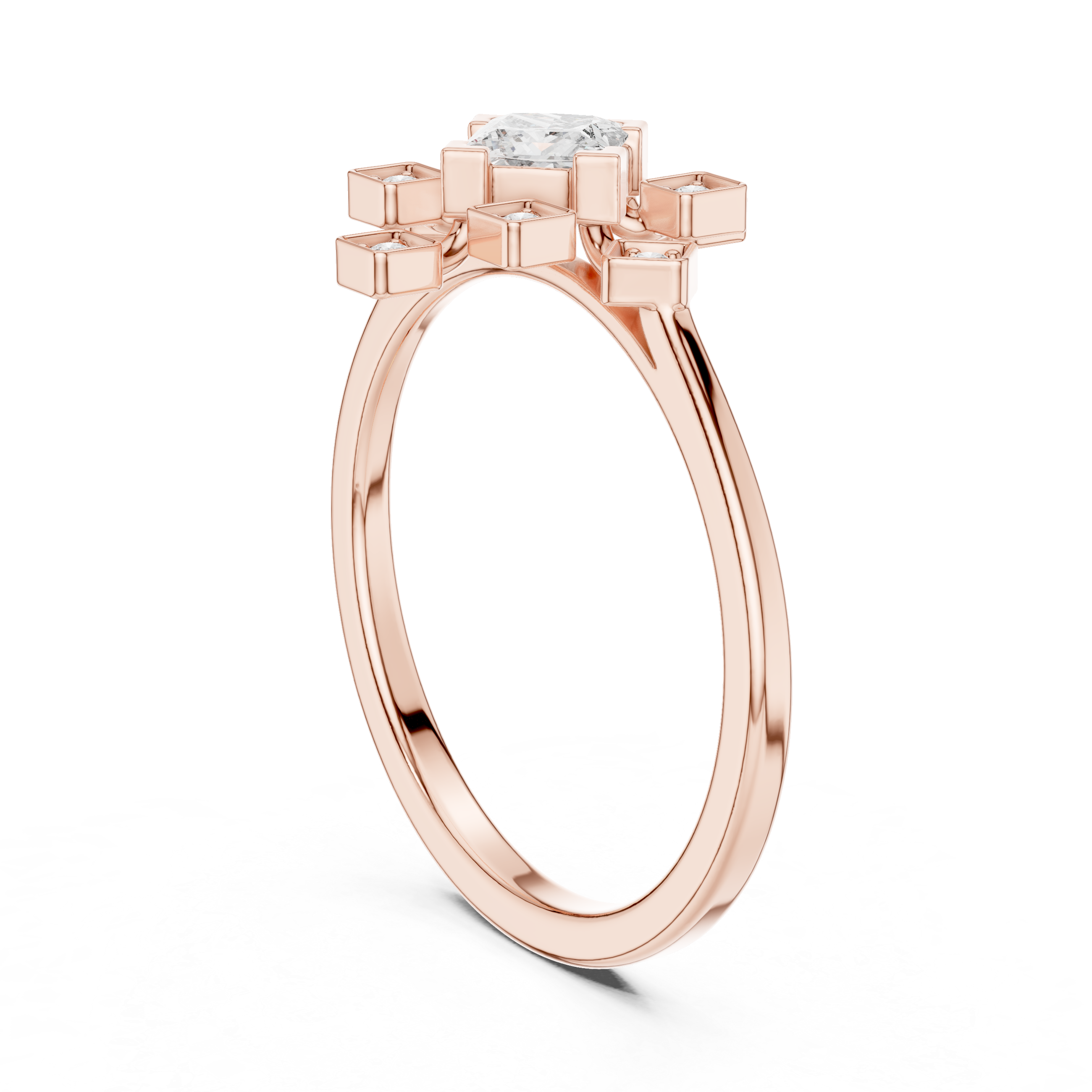 Princess Cut Collet Cluster Ring