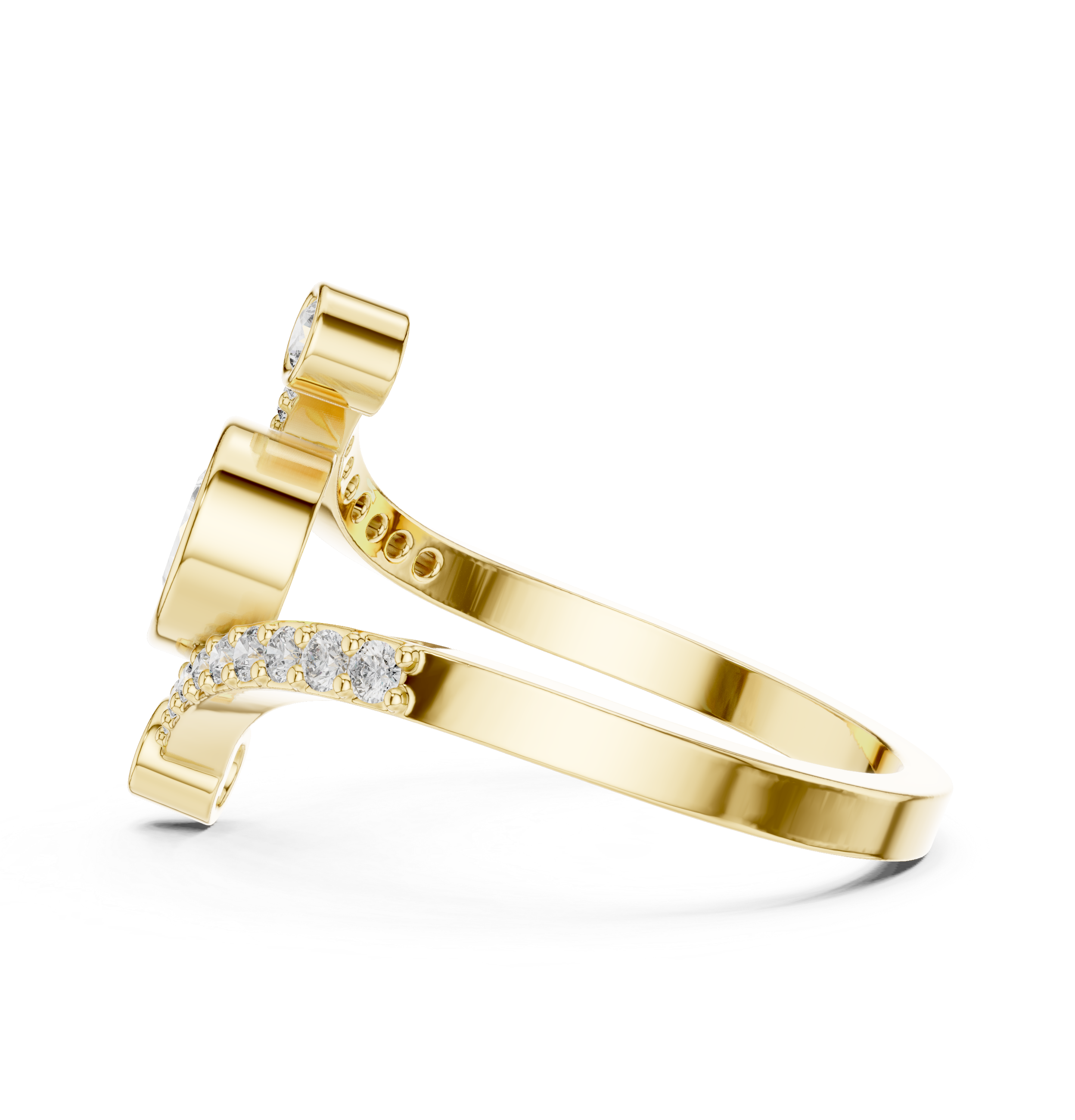 Muur Atelier Solid Gold Pear Cut Bezel Bypass Diamond Ring