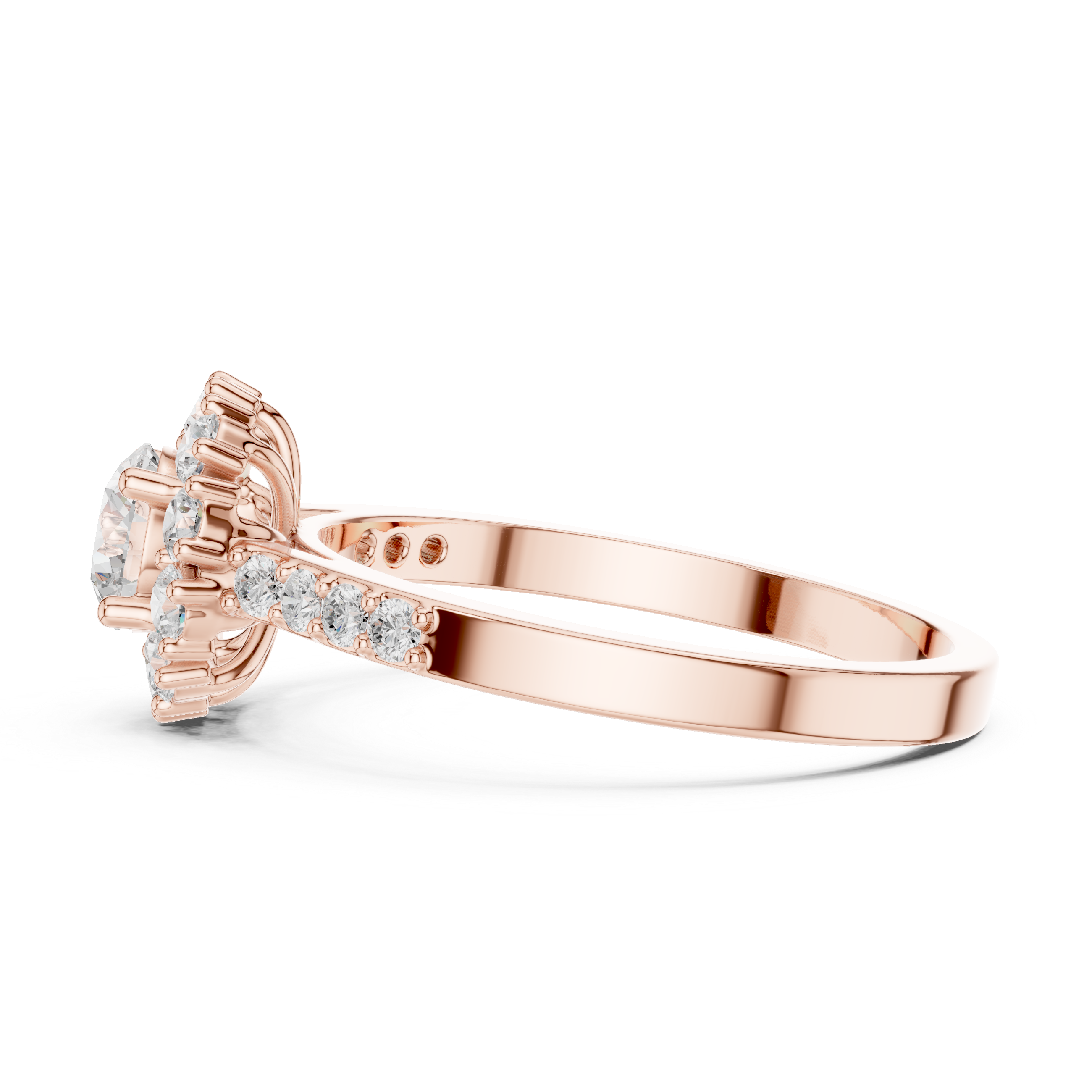 Round Halo Cathedral Ring