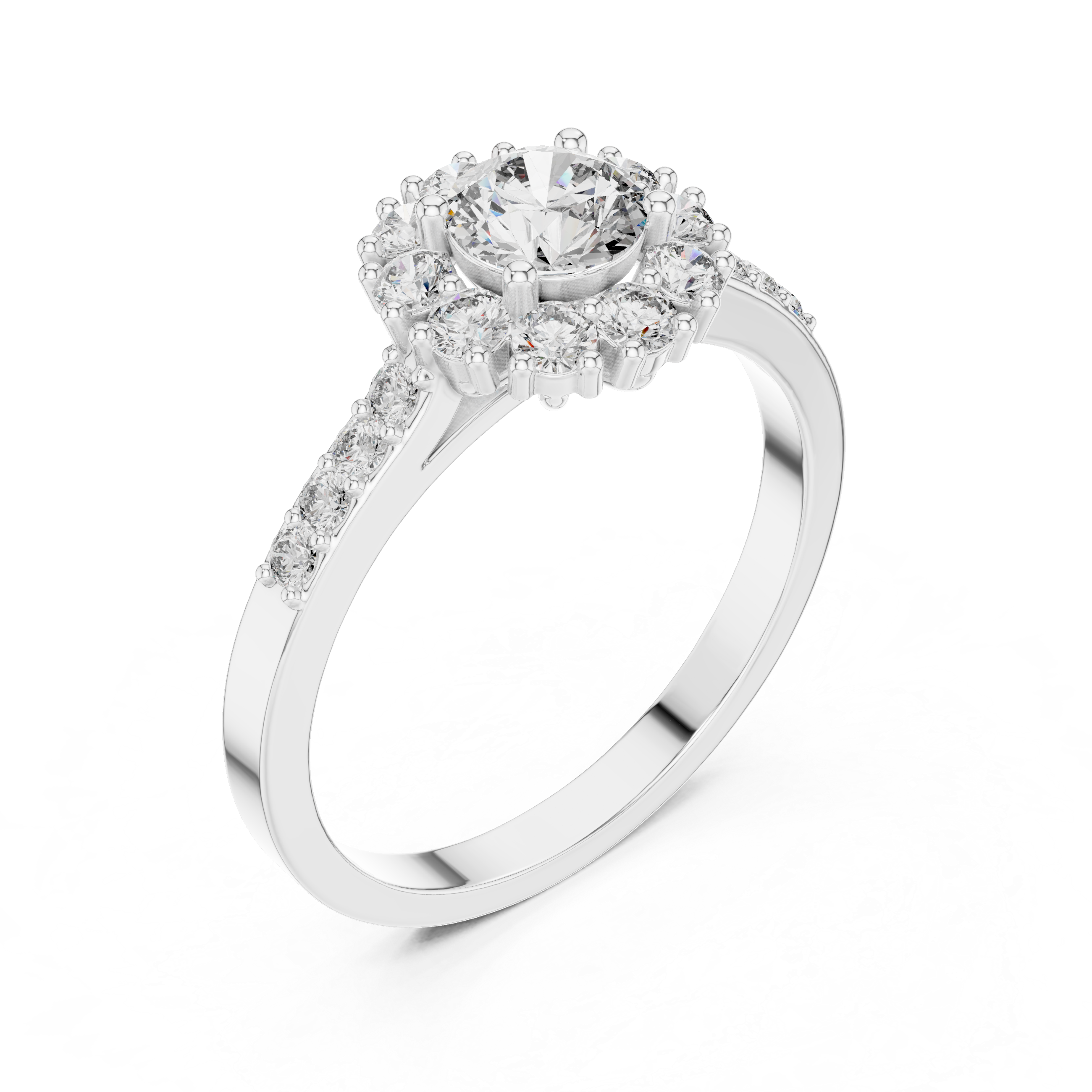 Round Halo Cathedral Ring