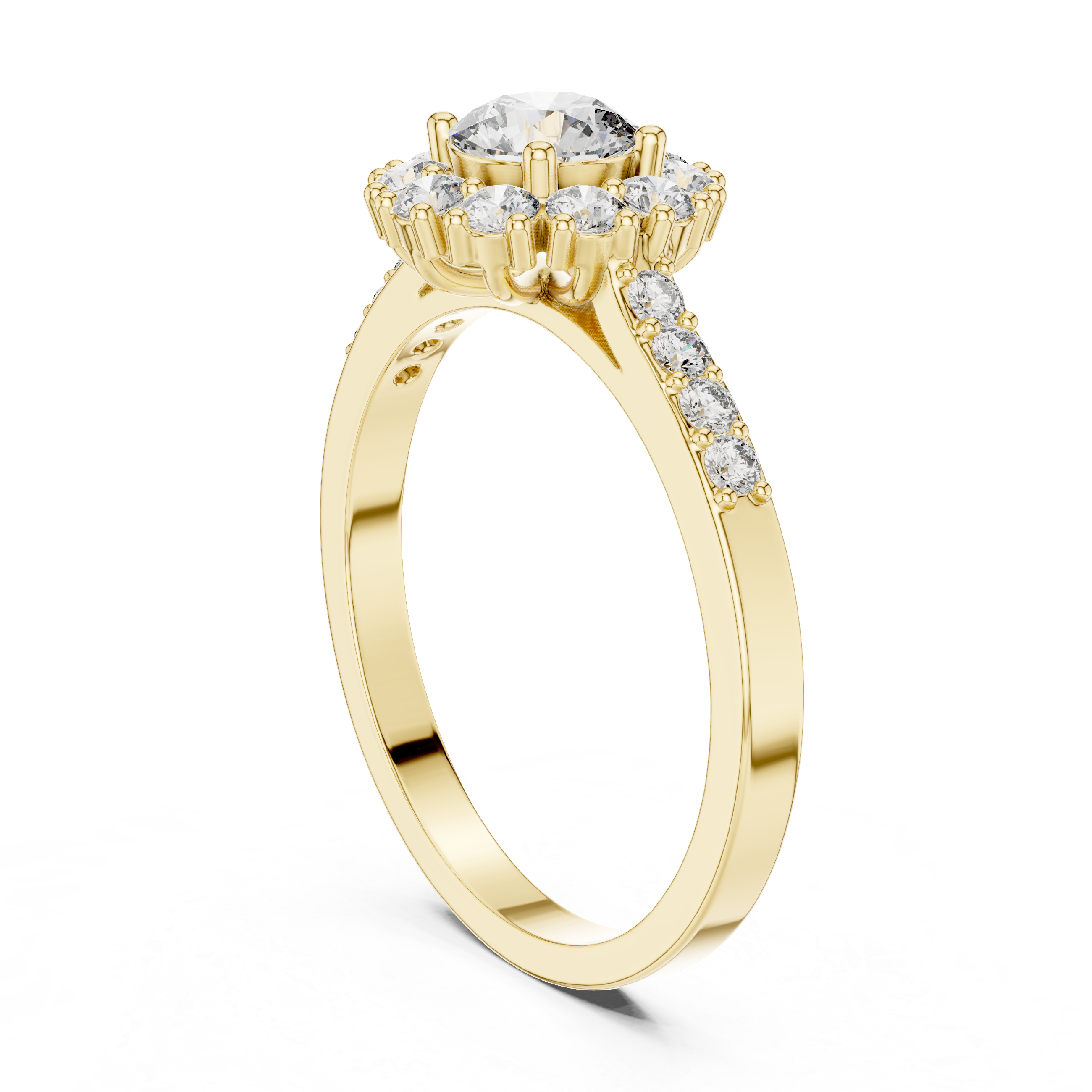 Round Halo Cathedral Ring