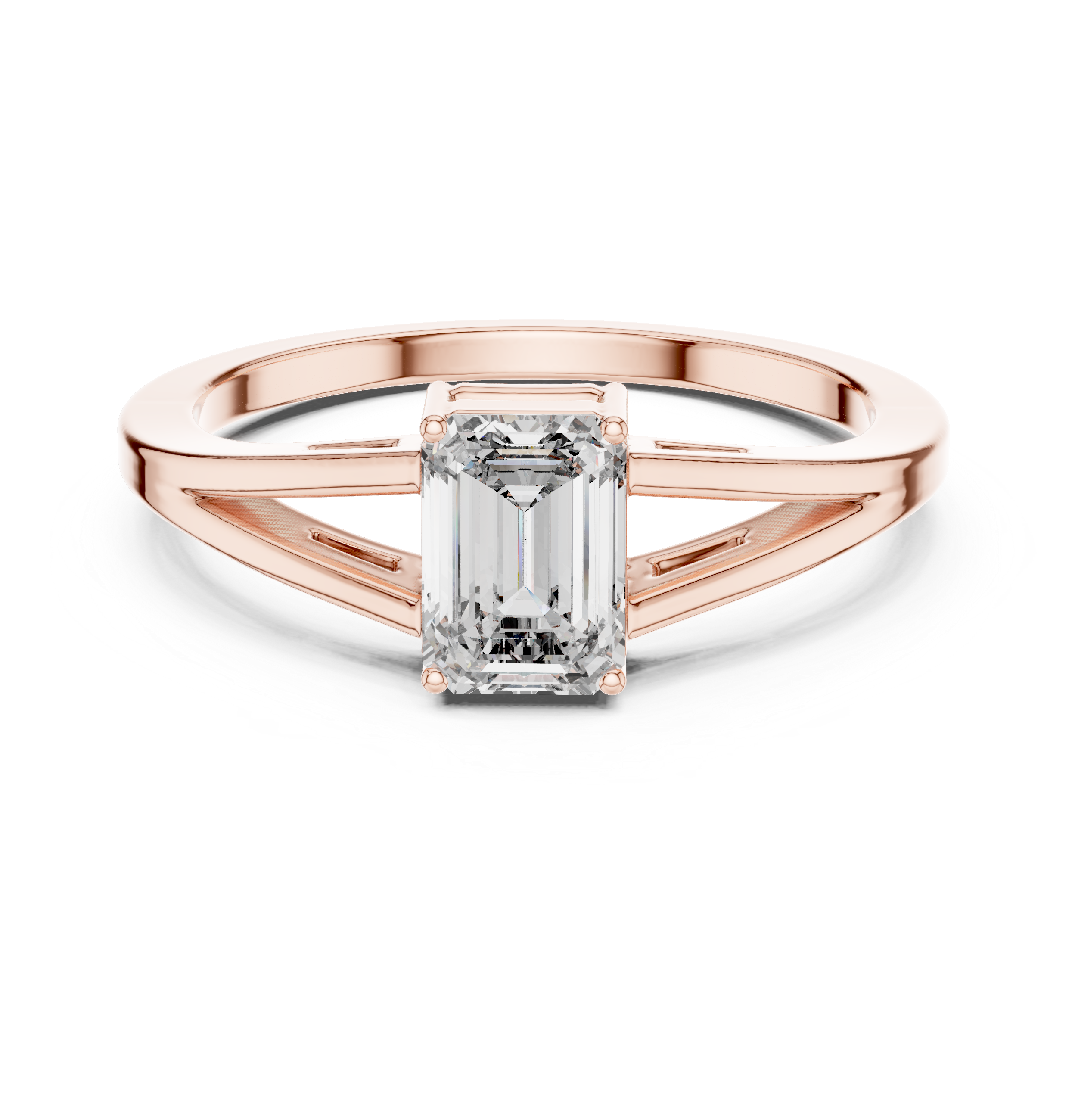 Emerald-Cut Solitaire with Cathedral Gallery