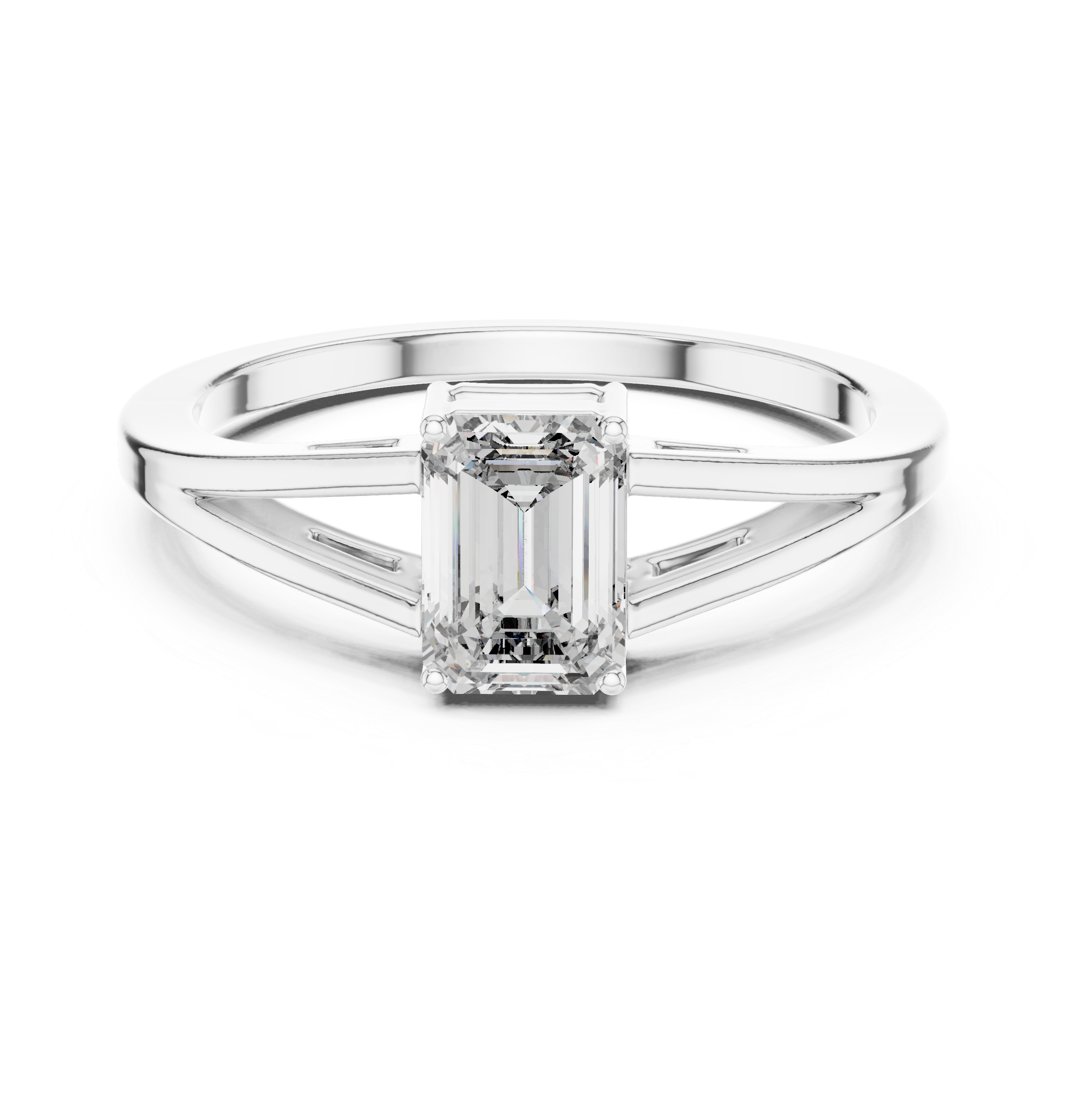 Emerald-Cut Solitaire with Cathedral Gallery