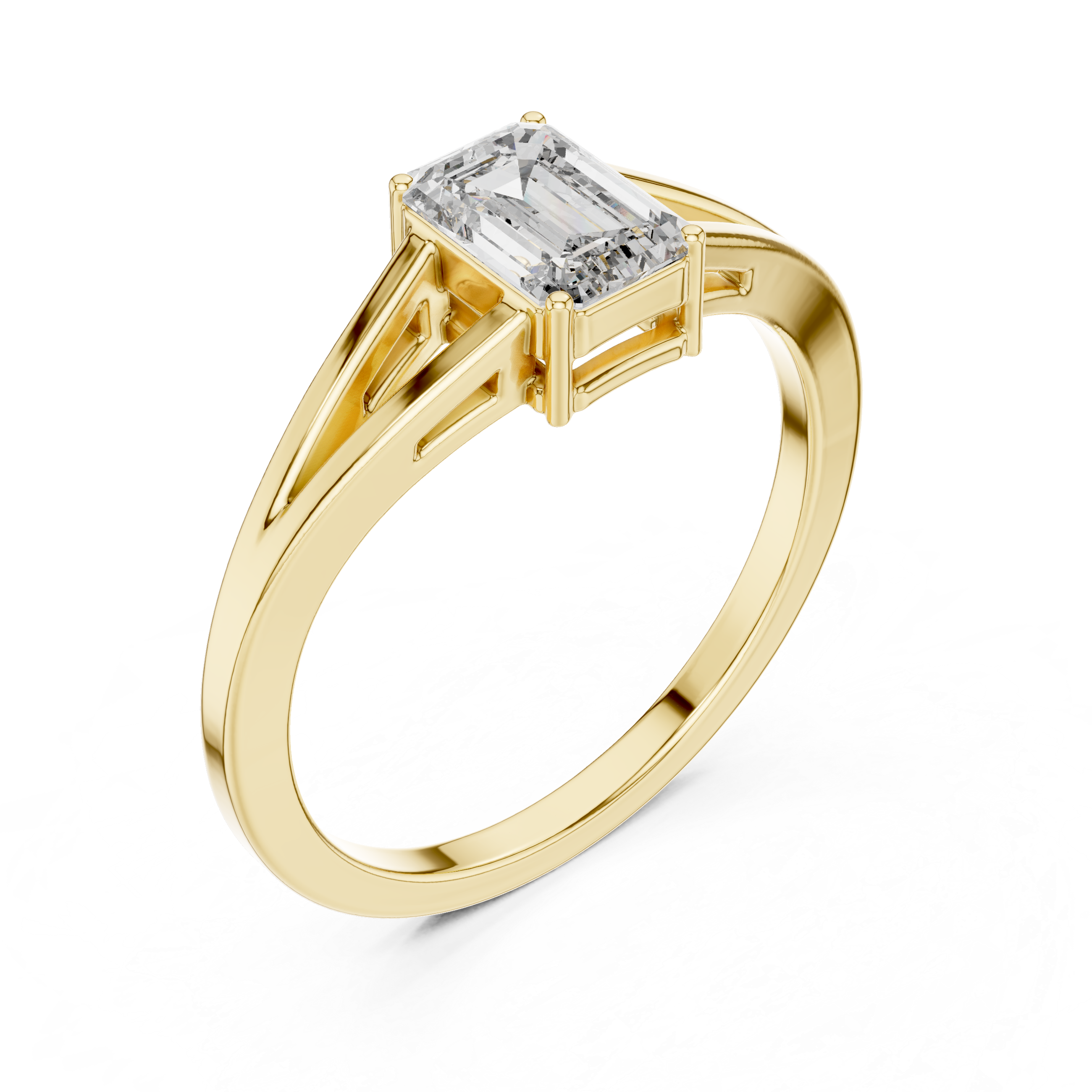 Emerald-Cut Solitaire with Cathedral Gallery