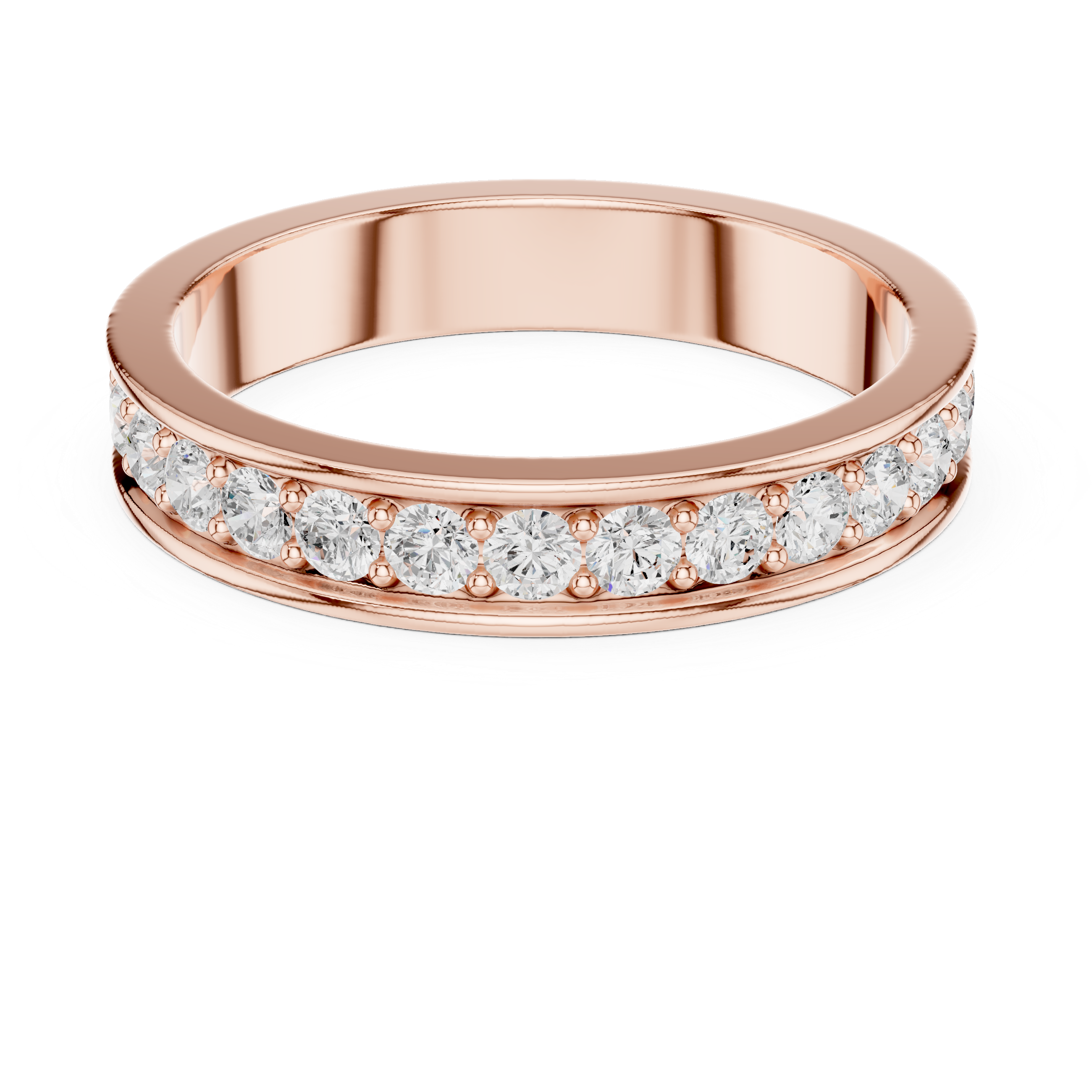 Gold ring with diamonds on a white background