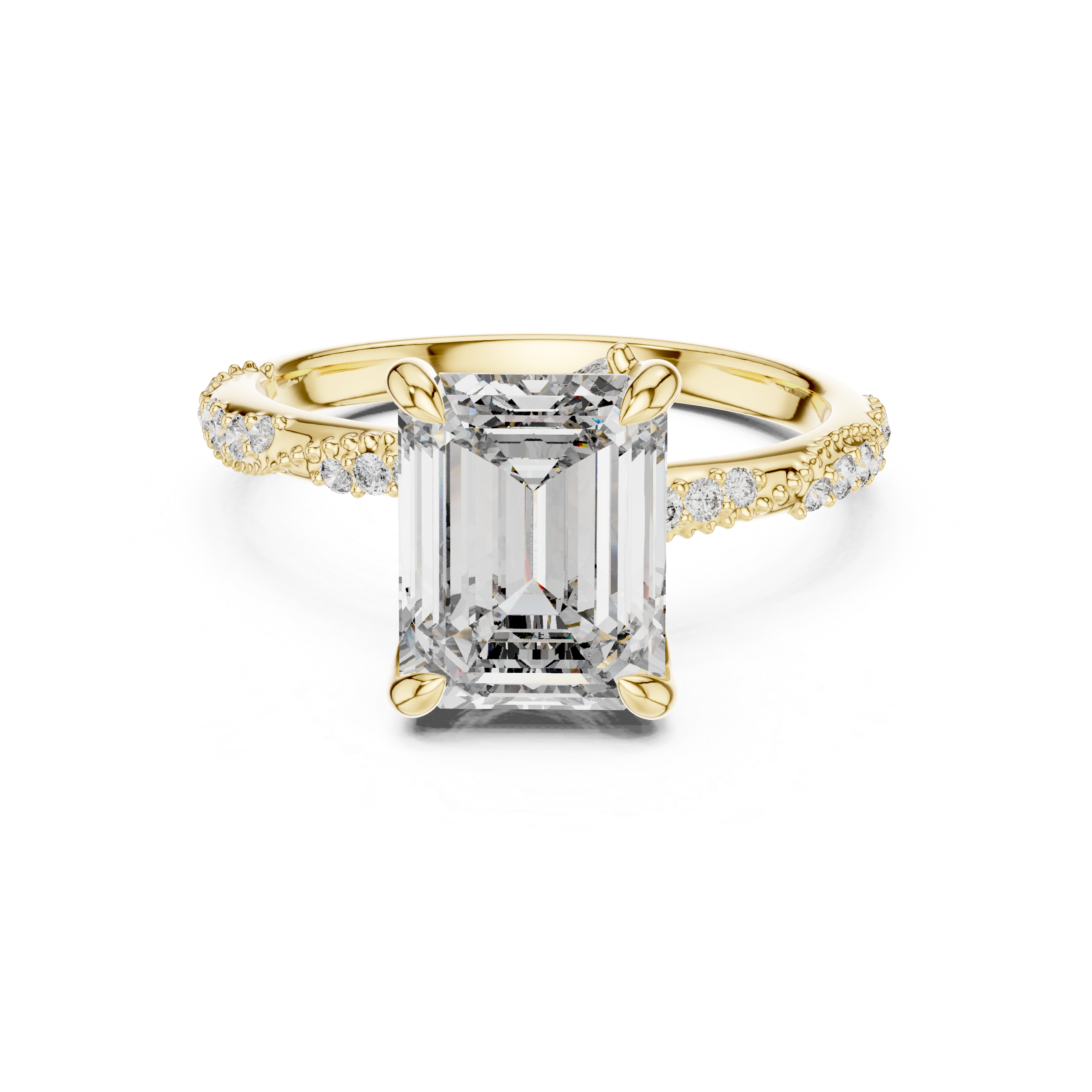 Muur Atelier Solid Gold Emerald Cut Hidden Detail Diamond Engagement Ring