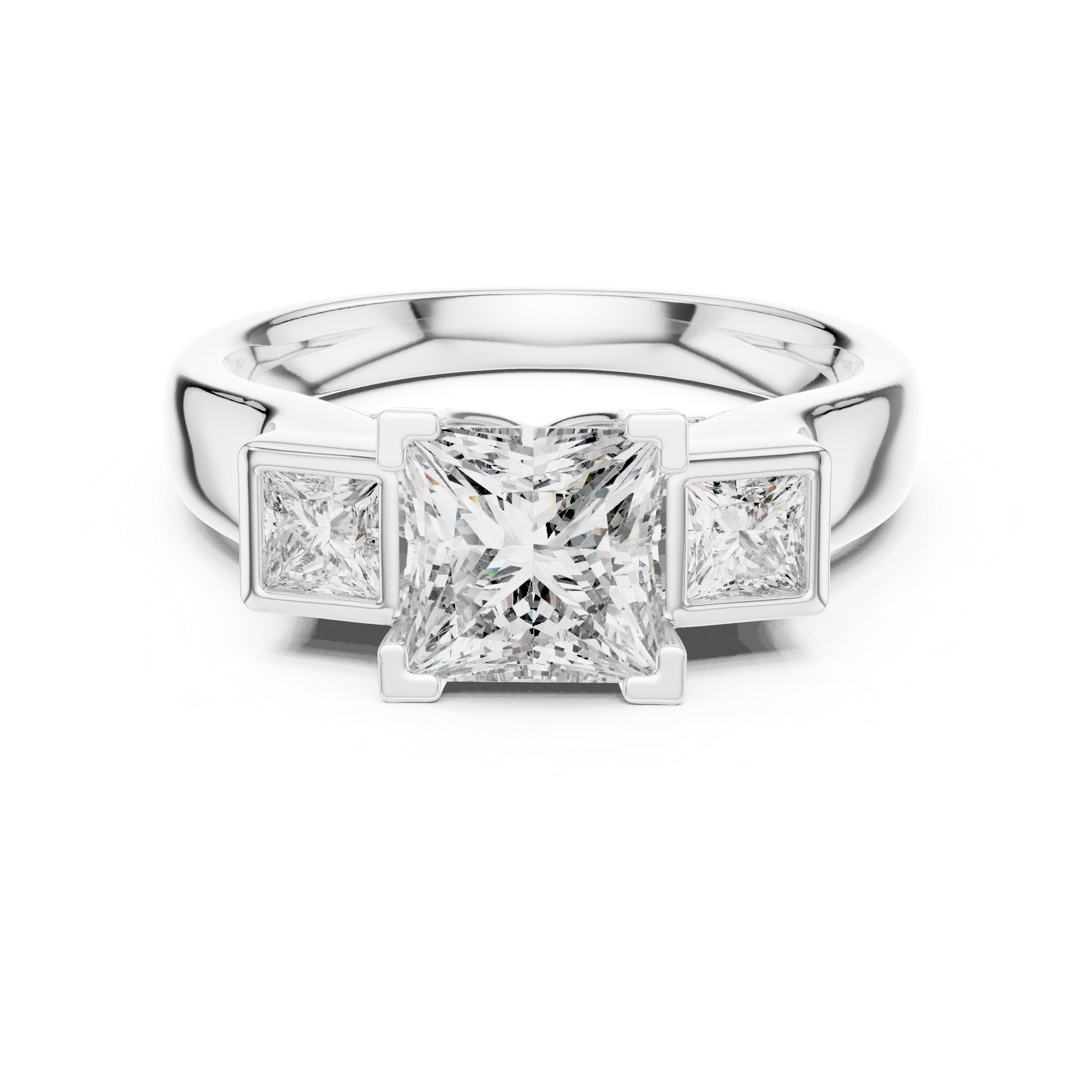 Muur Atelier Solid Gold Princess Cut Three-Stone Diamond Engagement Ring