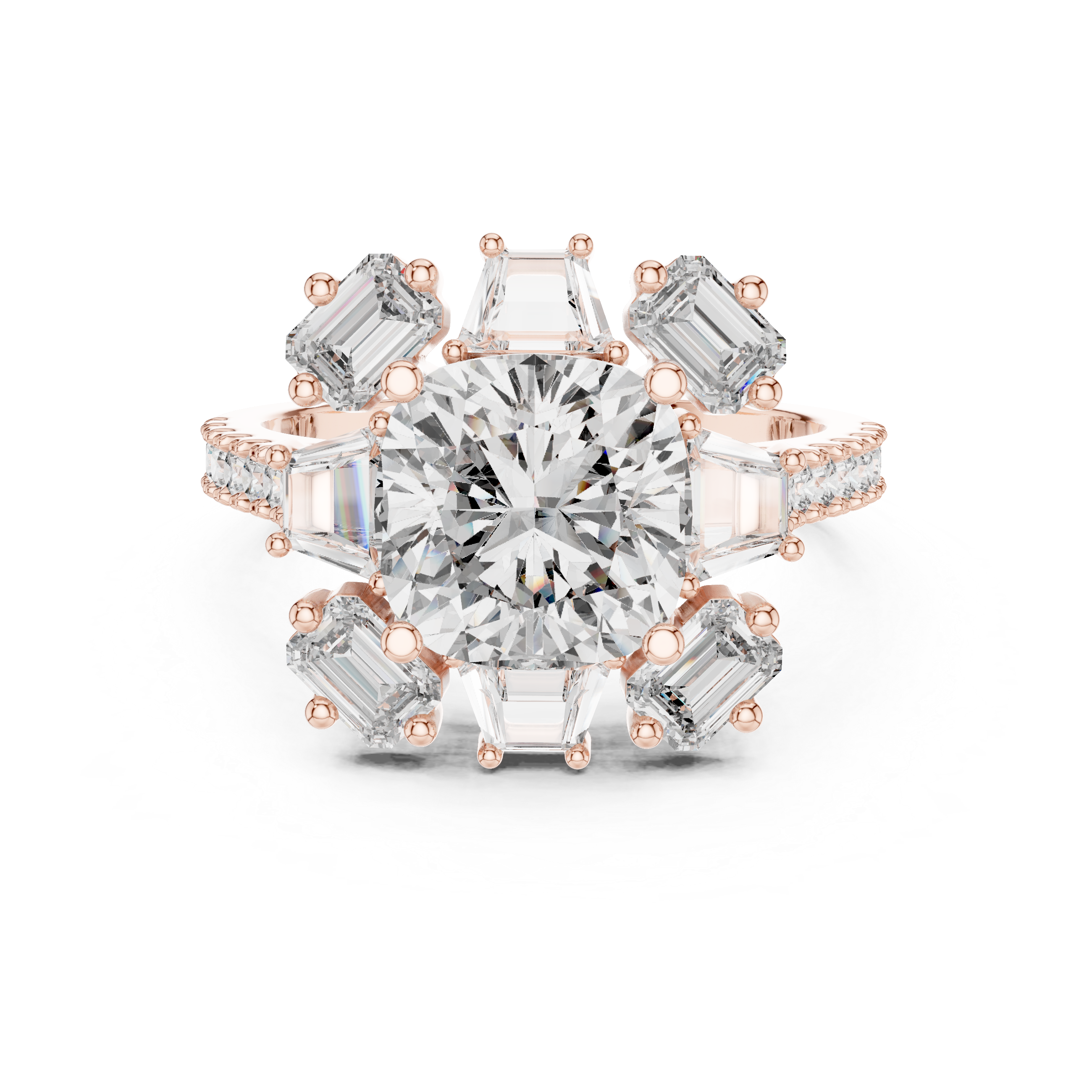 Muur Atelier Solid Gold Art Deco Geometric Ballerina Diamond Halo Engagement Ring